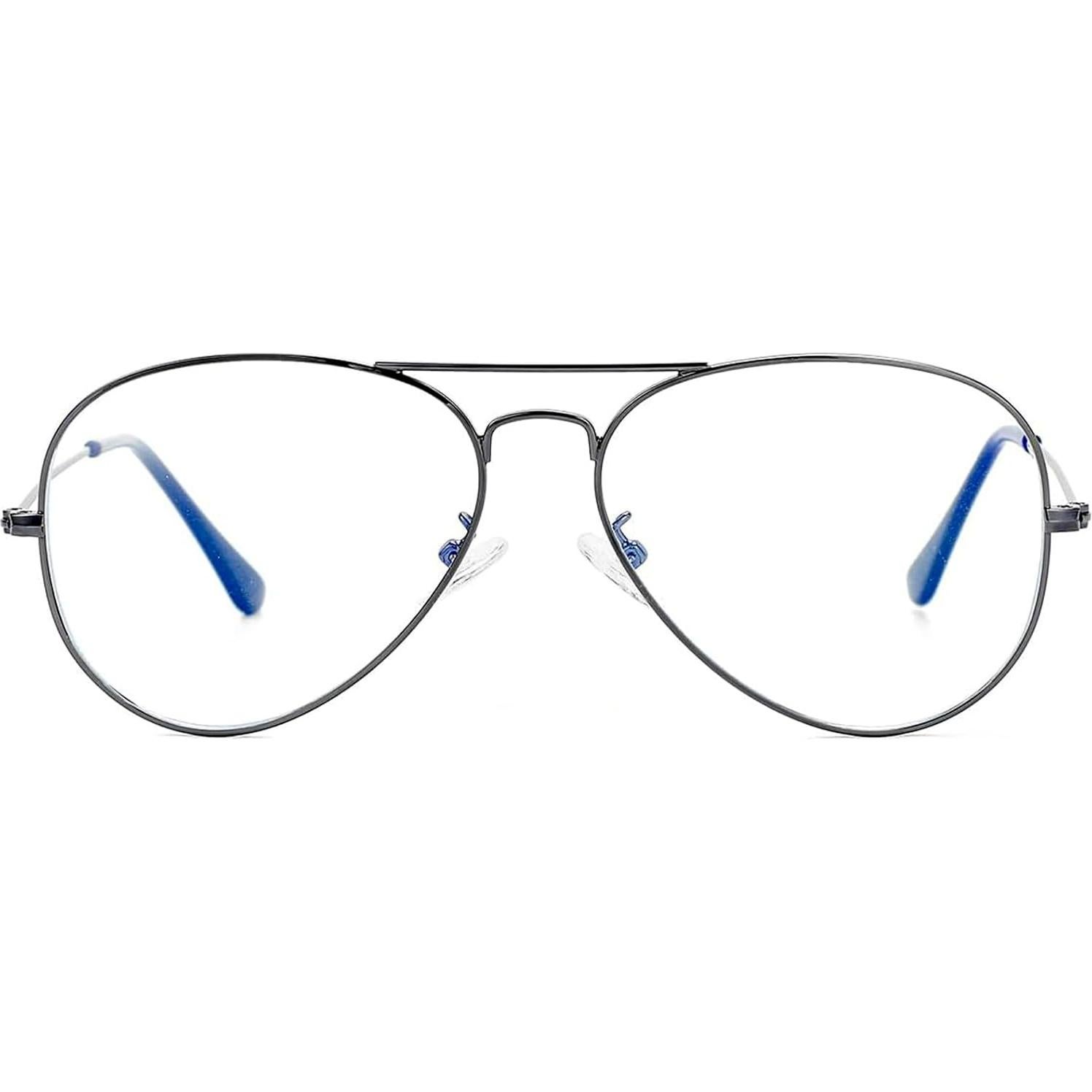 Gafas Aviador Clásicas Unisex Metal Lentes Transparentes