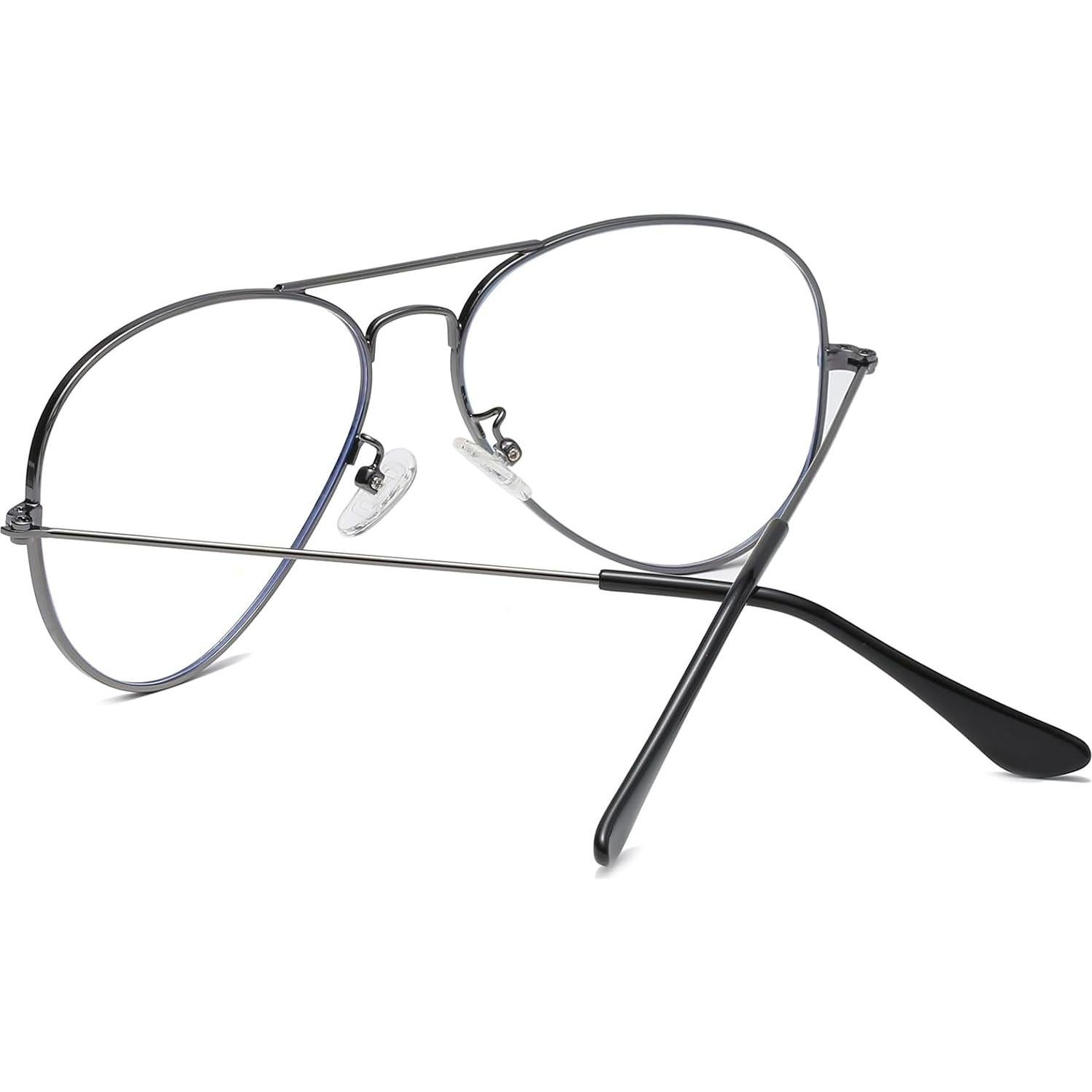 Gafas Aviador Clásicas Unisex Metal Lentes Transparentes