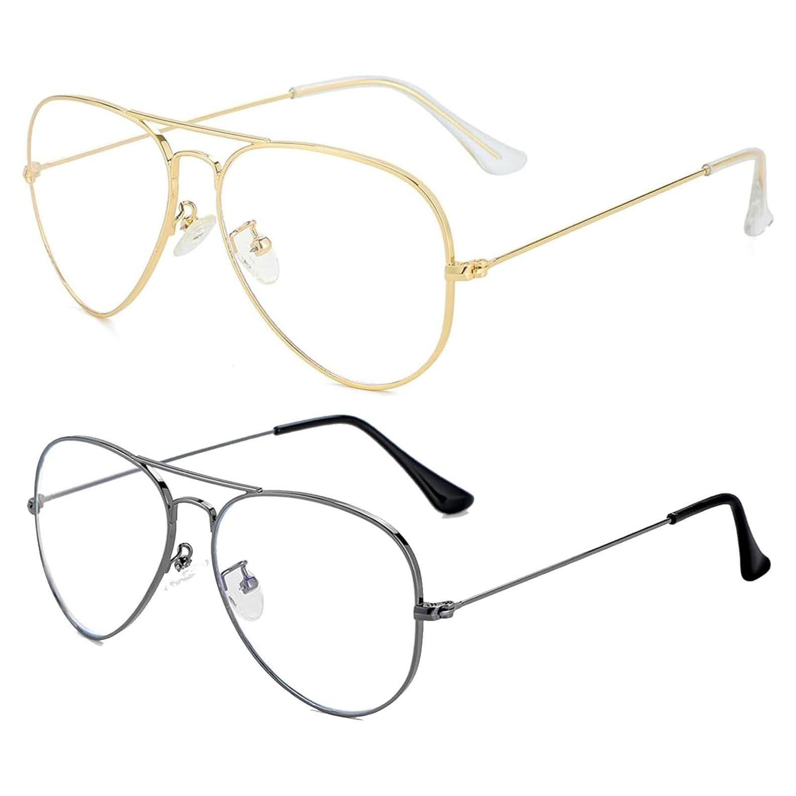 Gafas Piloto Unisex ZMS3025 Metal Oro y Lentes Transparentes