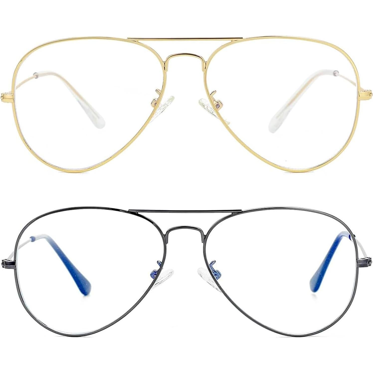 Gafas Piloto Unisex ZMS3025 Metal Oro y Lentes Transparentes