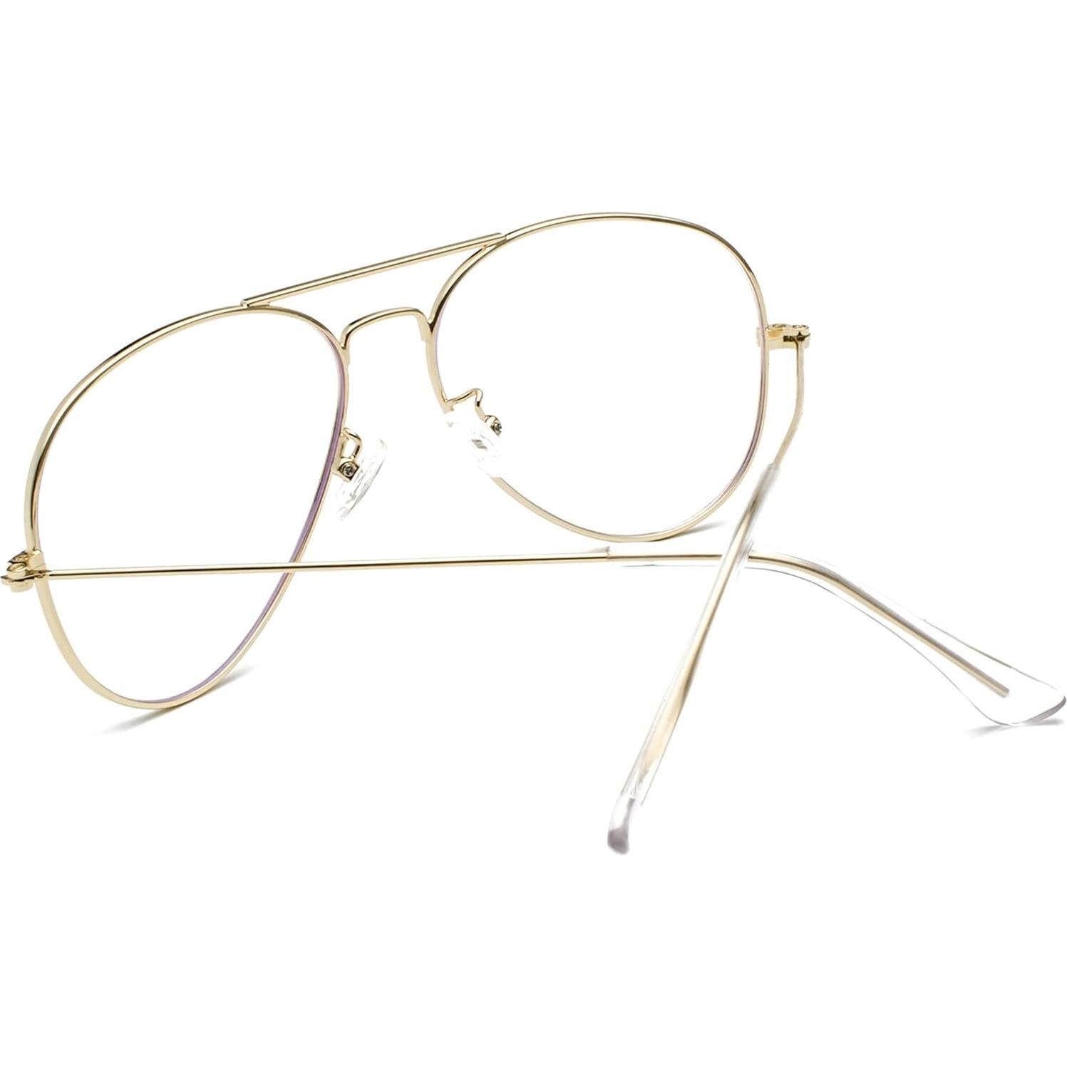 Gafas Piloto Unisex ZMS3025 Metal Oro y Lentes Transparentes