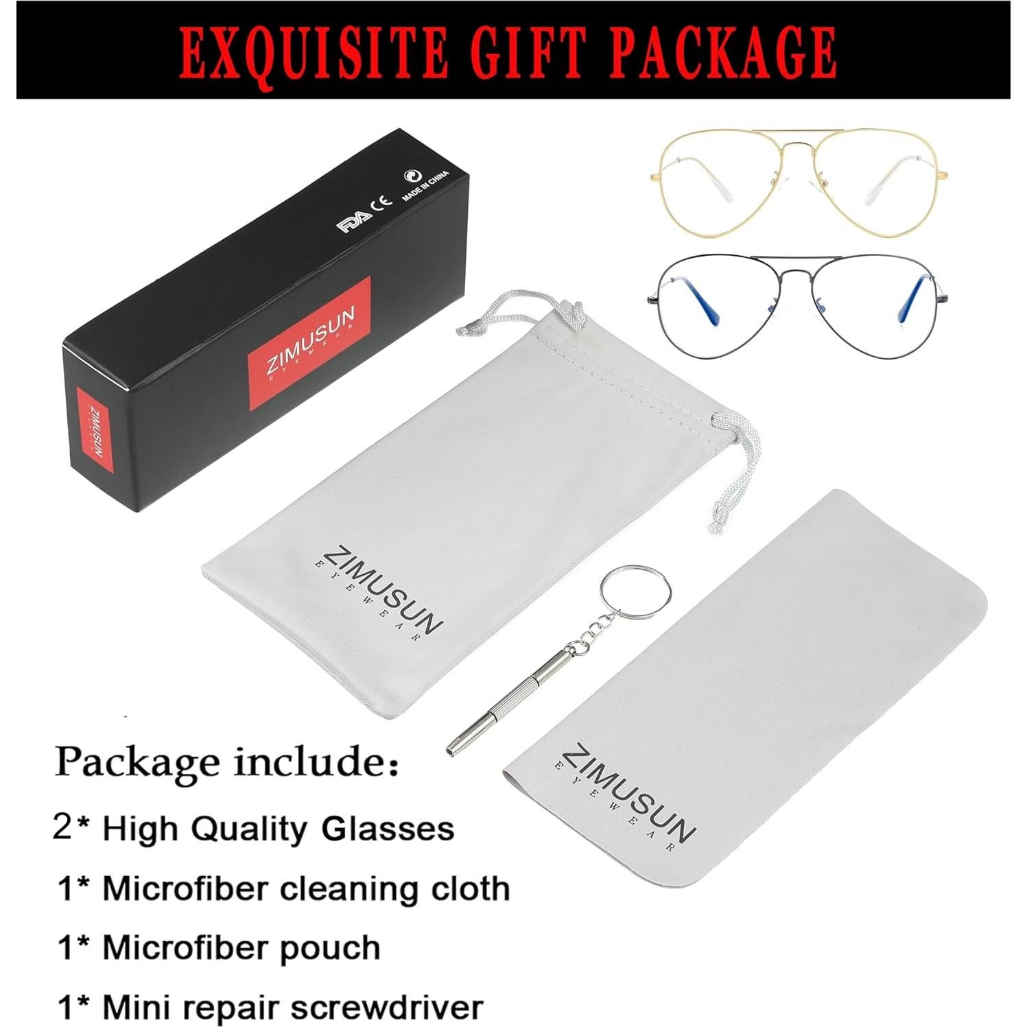 Gafas Piloto Unisex ZMS3025 Metal Oro y Lentes Transparentes