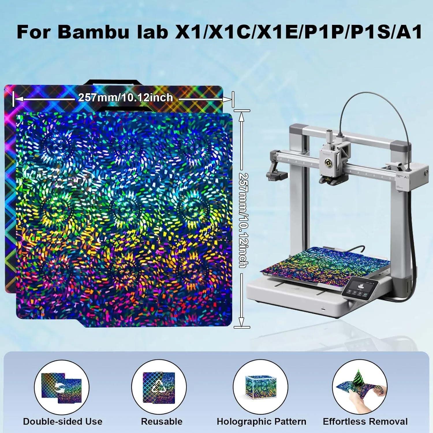 Placa de Construcción PEW PES para Impresoras 3D Bambu Lab 257x257mm