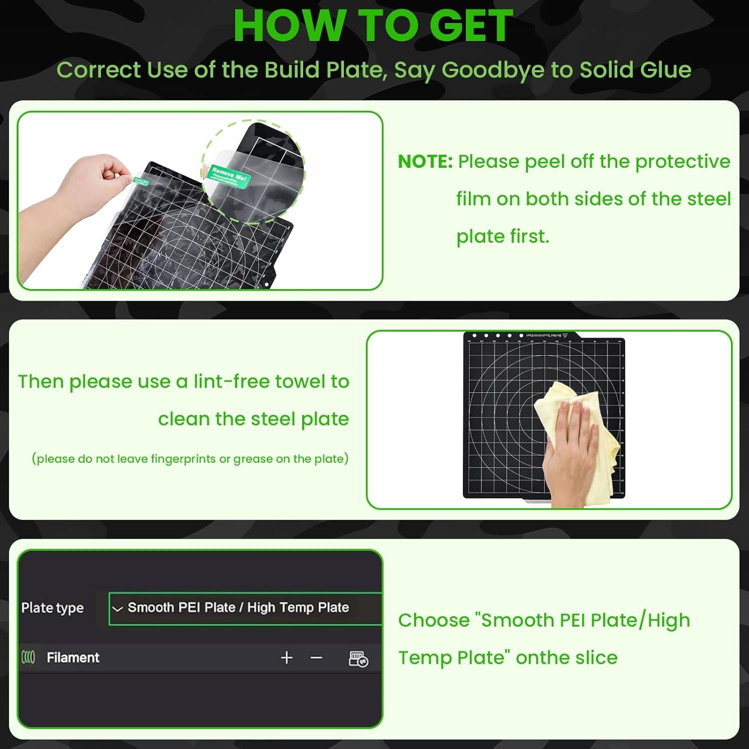 Placa de Construcción para Impresora 3D Asbrot JZ 257 Carbono-Camuflaje