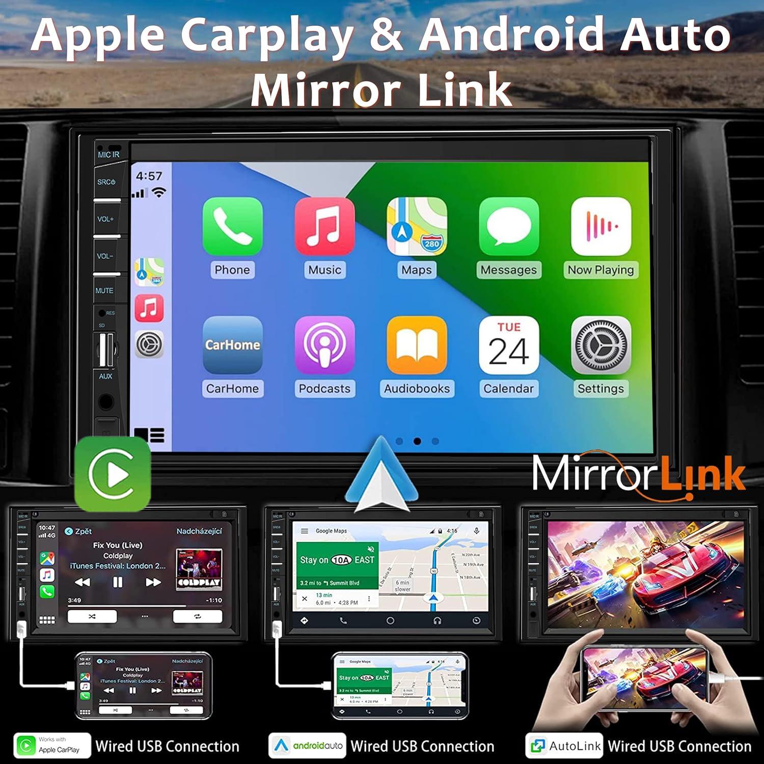 Estéreo de coche Naifay X6DVR 2 Din 7" con Carplay y cámara