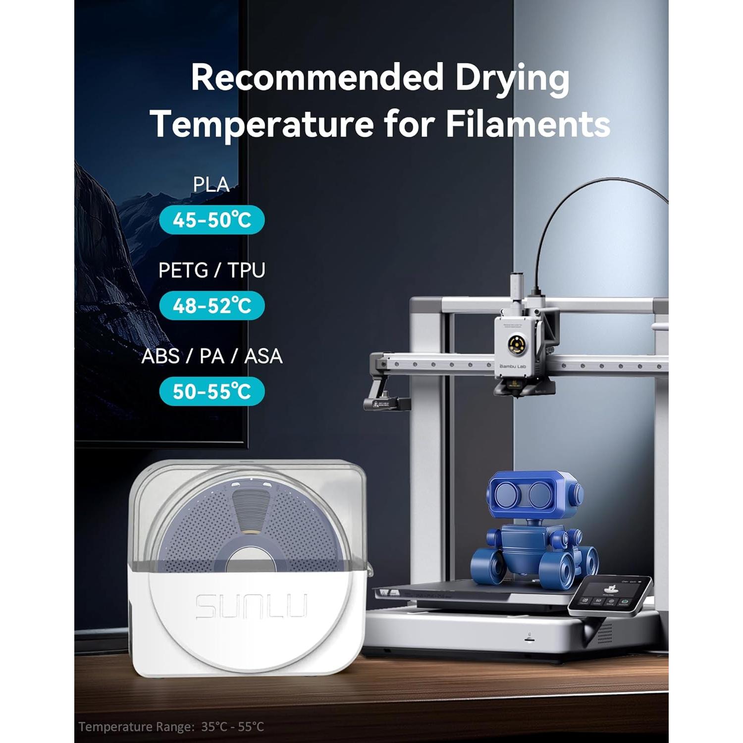Secador de Filamento SUNLU S1 Plus - 1.75/2.85/3.00 mm, Blanco