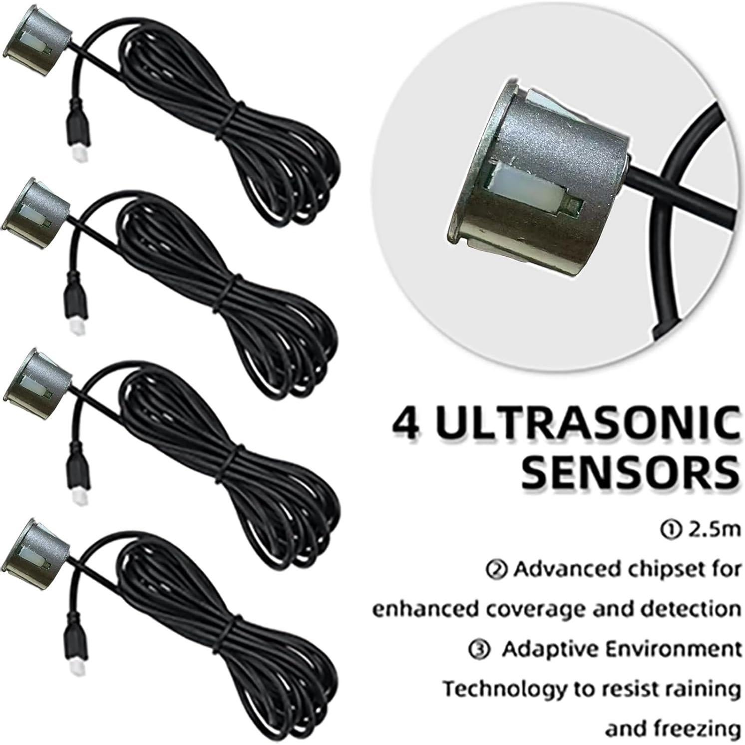 Sistema Radar Estacionamiento SANDETOUN 4 Sensores LED Gris