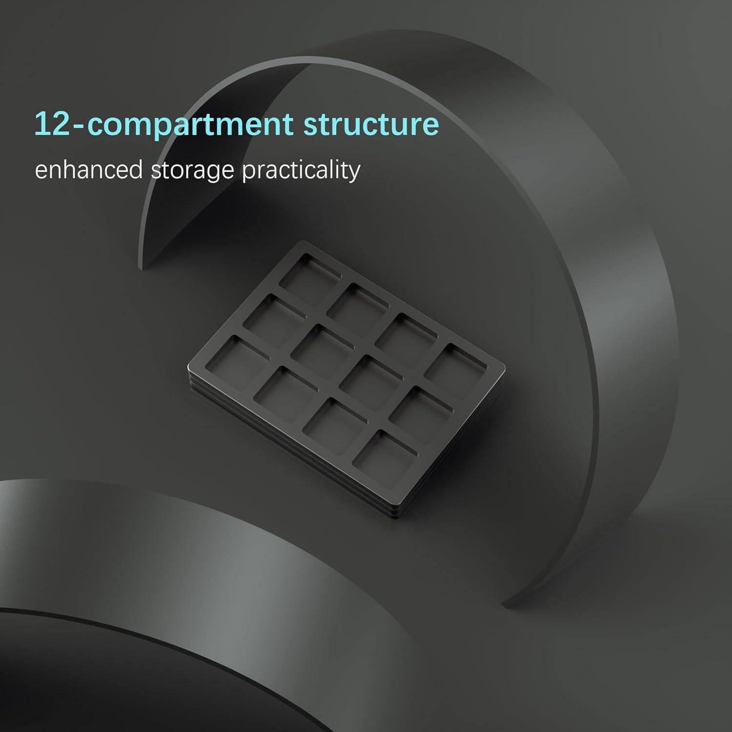 Caja de Almacenamiento de Teclas NLOFIN 12 Ranuras Aluminio Negro