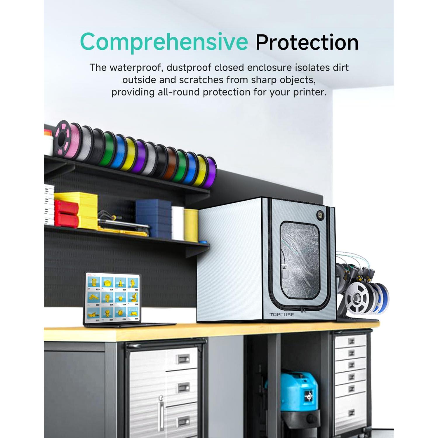 Cubierta para Impresora 3D TOPCUBE C1 A1 Gris Ignífuga LED