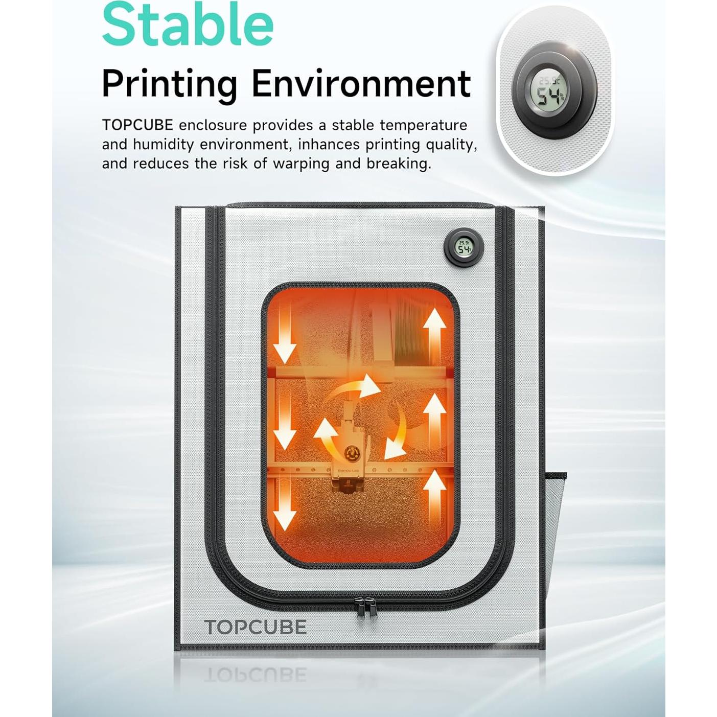 Cubierta para Impresora 3D TOPCUBE C1 A1 Gris Ignífuga LED