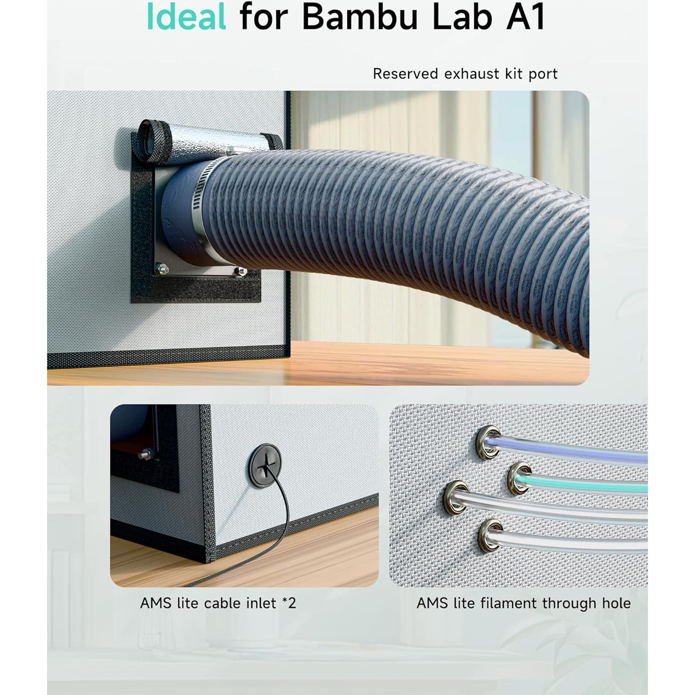 Cubierta para Impresora 3D TOPCUBE C1 A1 Gris Ignífuga LED