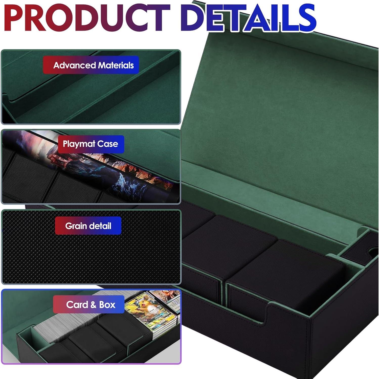 Caja para Cartas TCG Scimi 800+ Cartas Magnética Negro/Verde