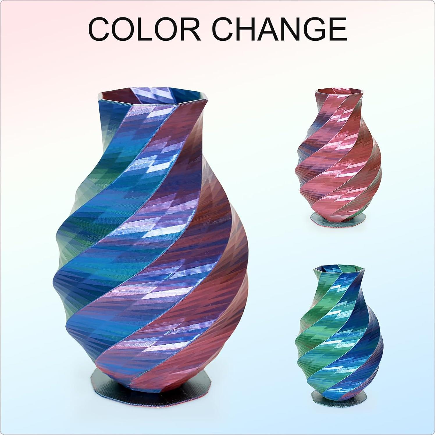 Filamento PLA Seda Tricolor 1.75mm Kretrum 1kg Rojo Verde Azul