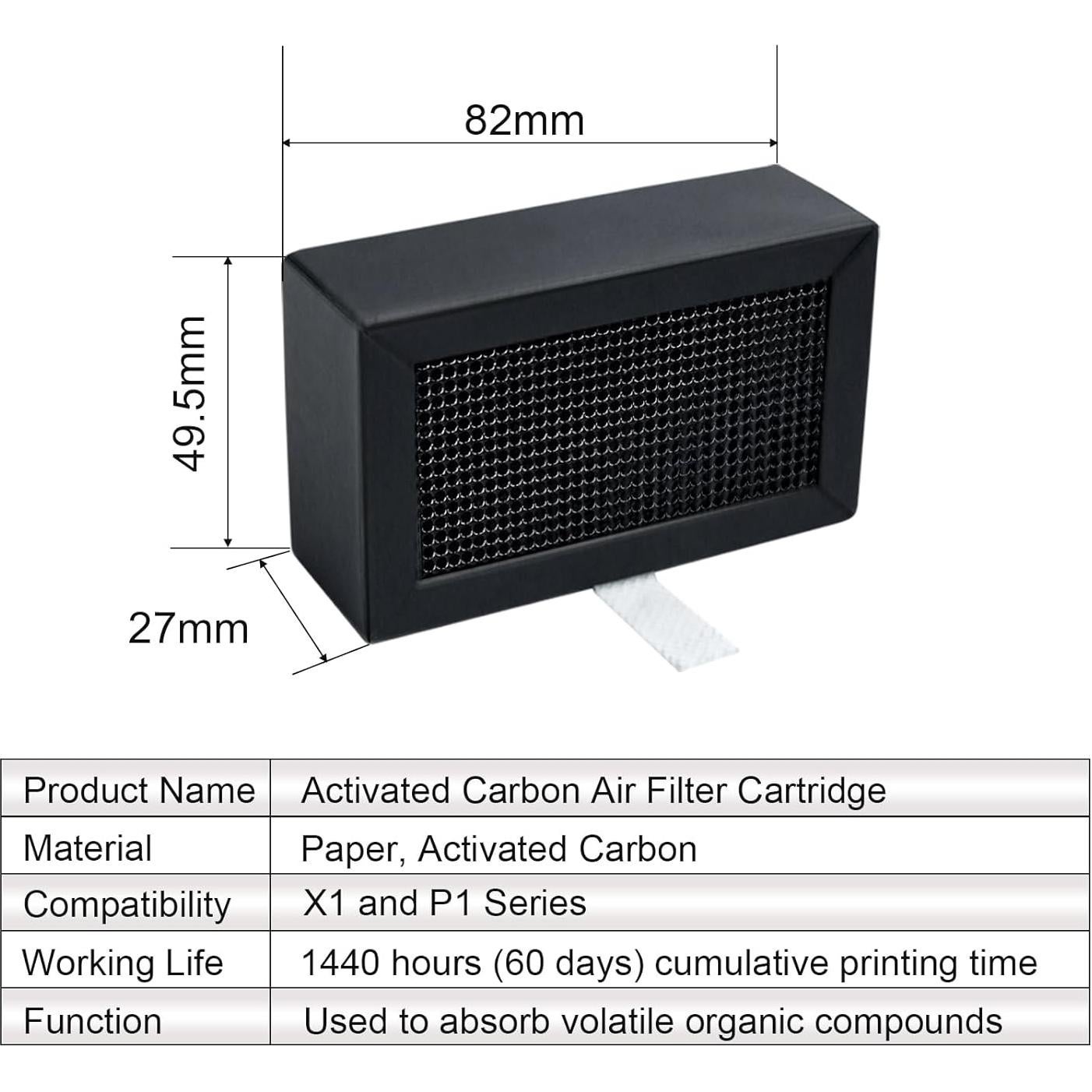 Cartucho Filtro Aire Carbón Activado 2 Piezas Bambu Lab X1C/P1P/P1S/X1/X1E
