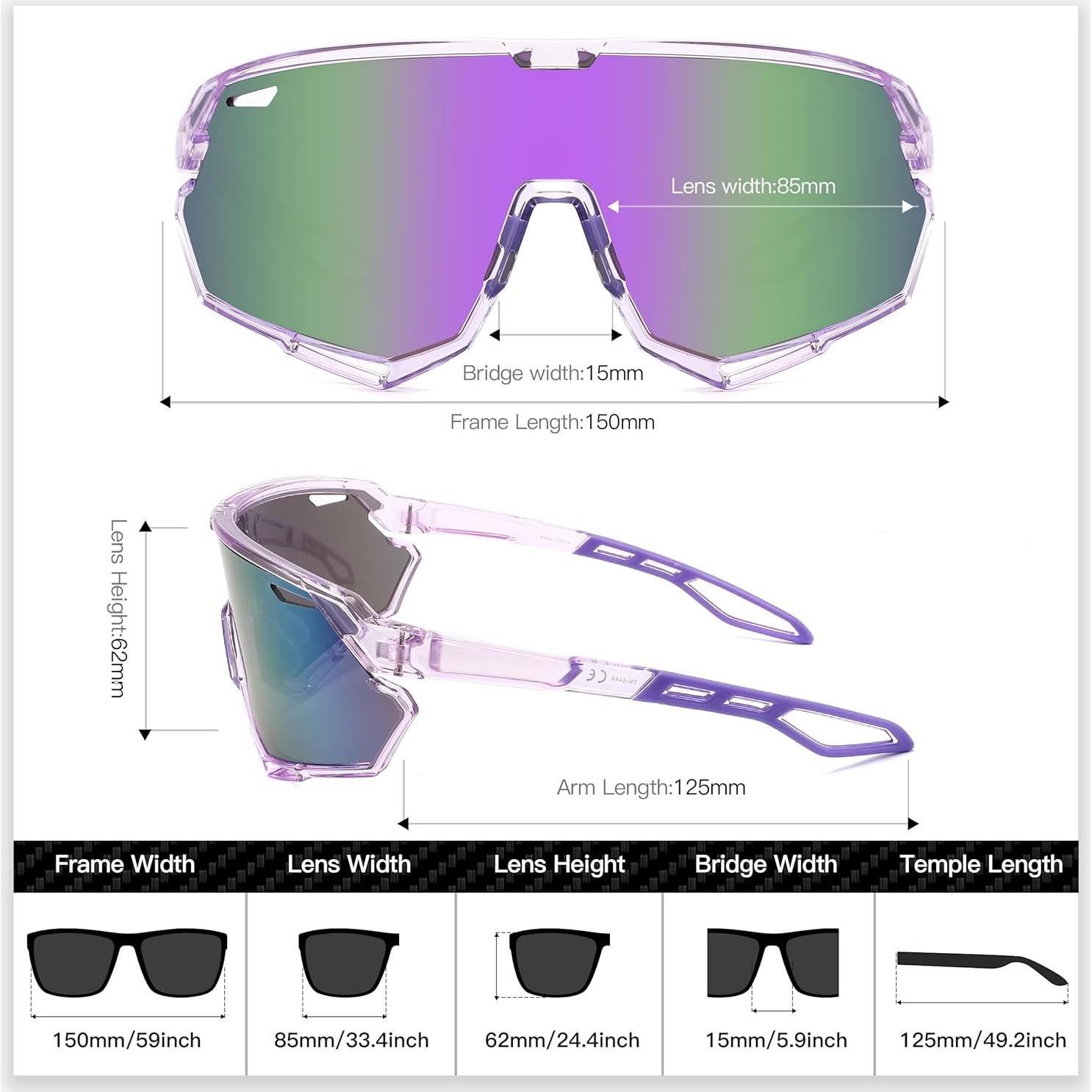 Gafas de sol deportivas SINSPORT Th6444 púrpura UV400