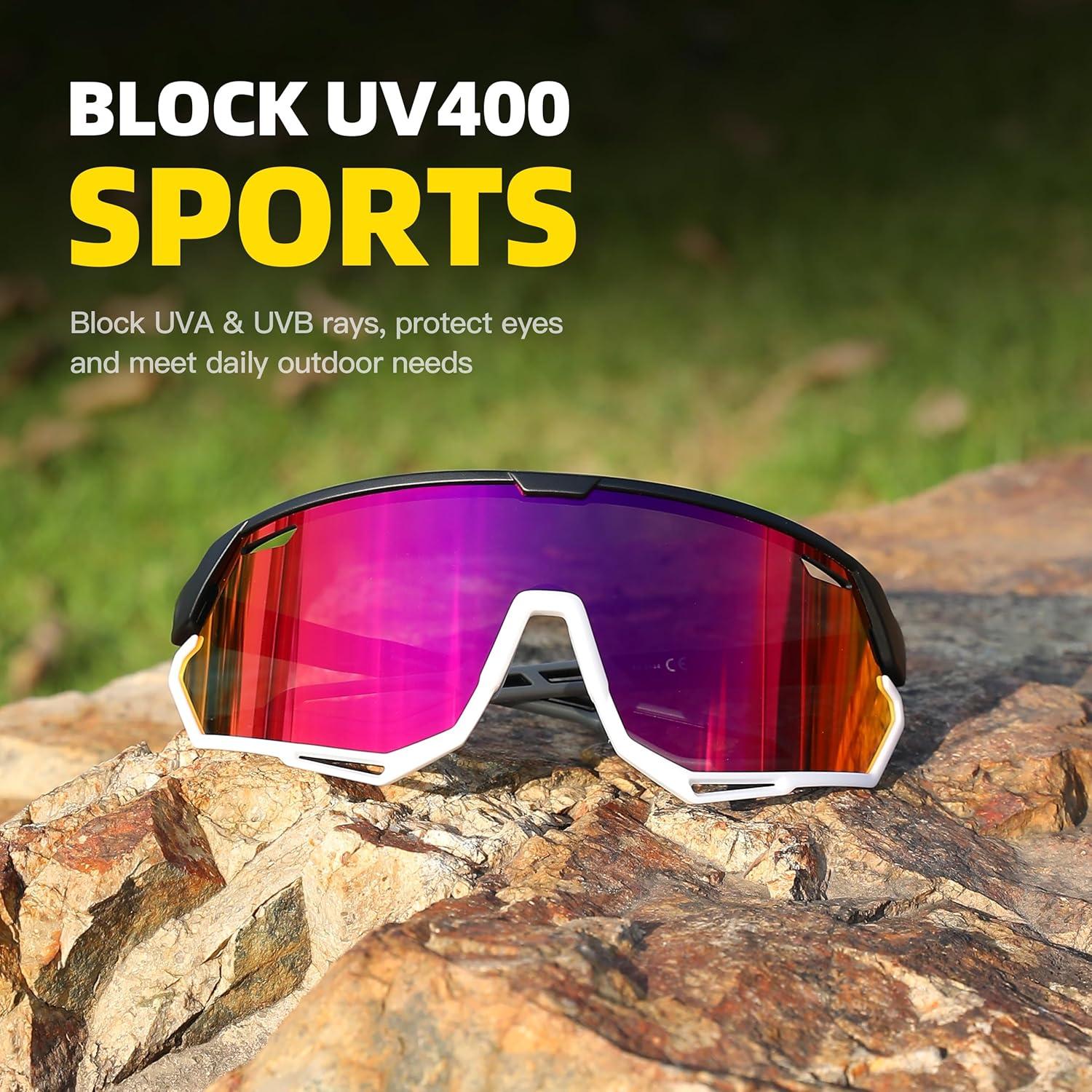 Gafas de Sol Deportivas SINSPORT Unisex HD UV400 Rojo/Blanco