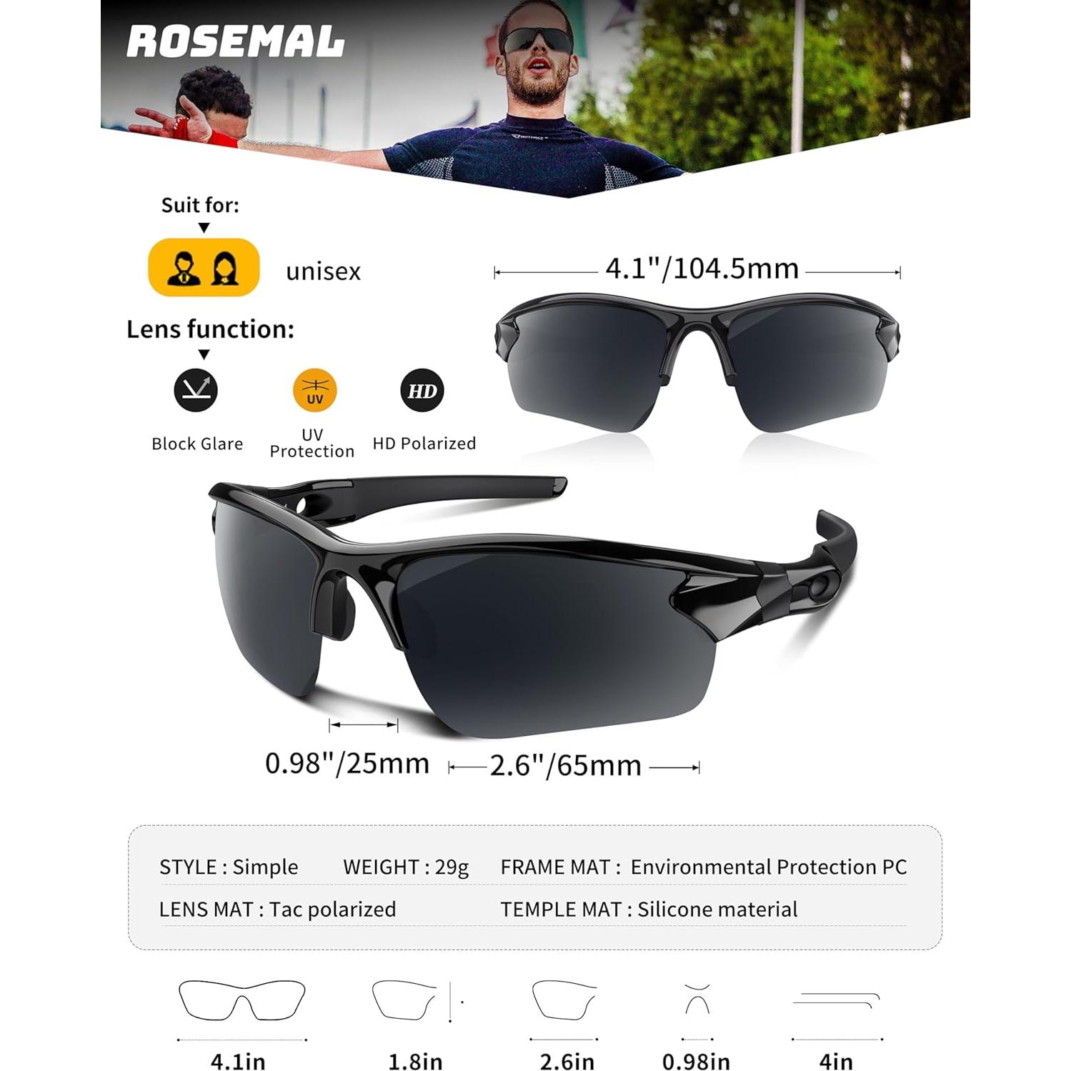 Gafas de sol deportivas Rosemal 7121A polarizadas UV400