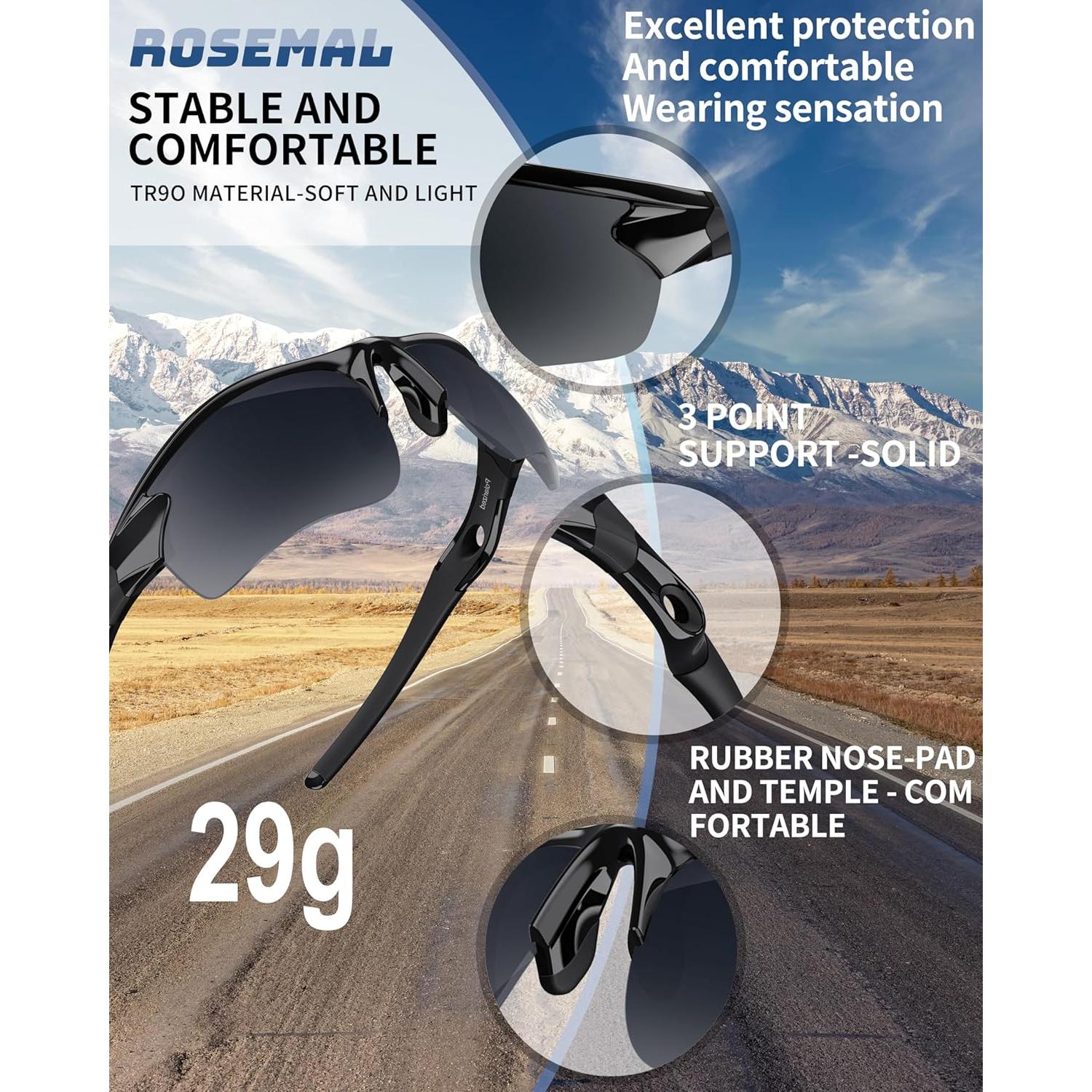 Gafas de sol deportivas Rosemal 7121A polarizadas UV400