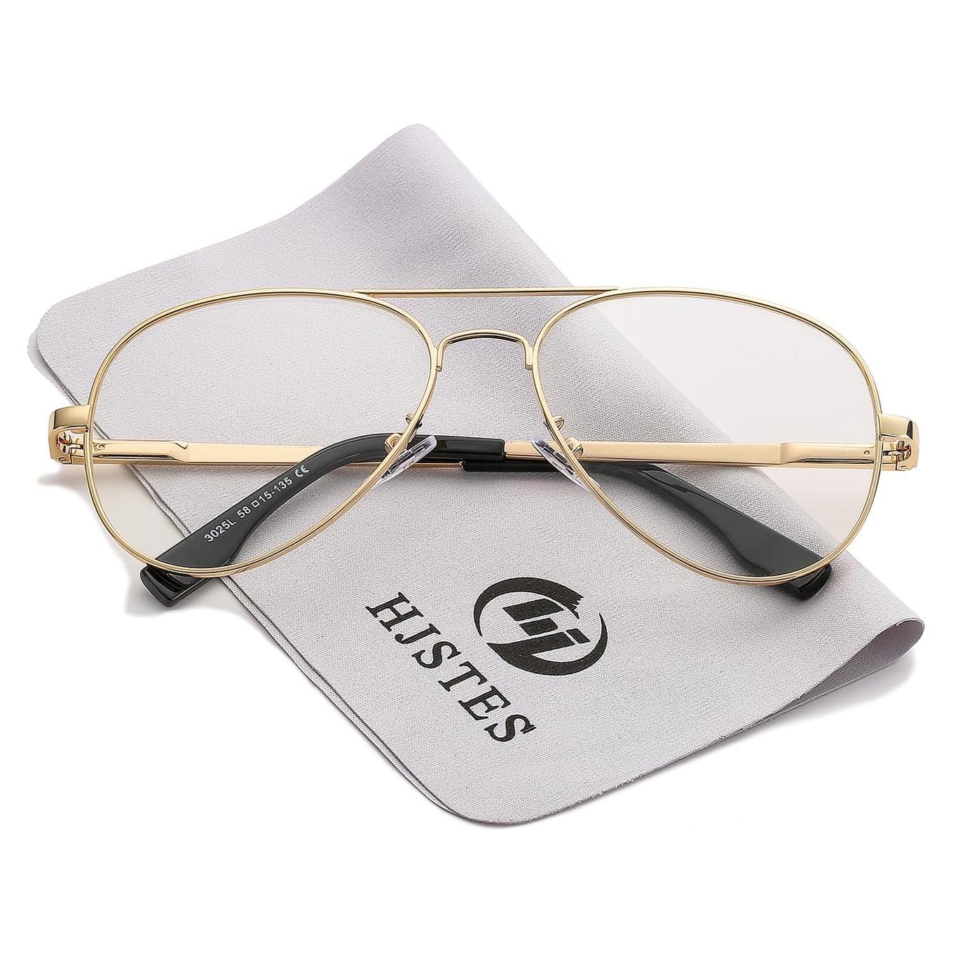 Gafas de Aviador HJSTES Lentes Transparentes Anti Luz Azul