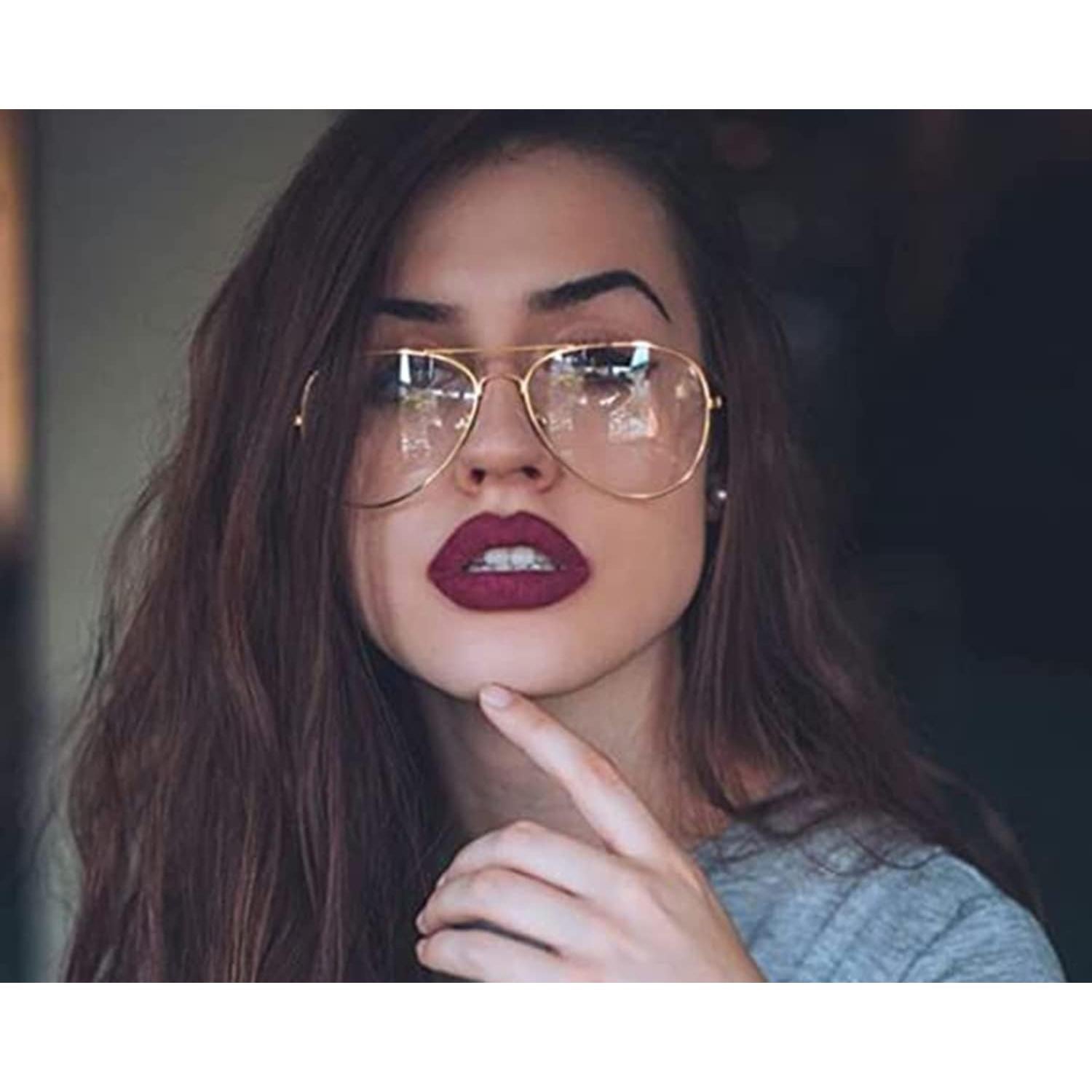 Gafas de Aviador HJSTES Lentes Transparentes Anti Luz Azul