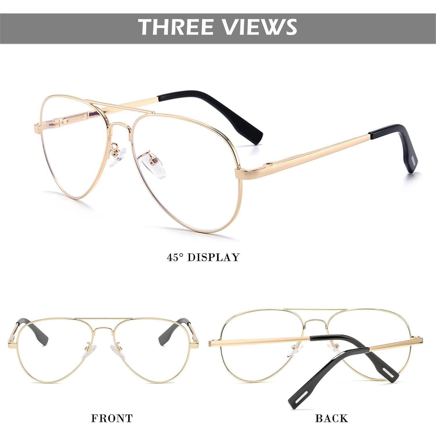 Gafas de Aviador HJSTES Lentes Transparentes Anti Luz Azul