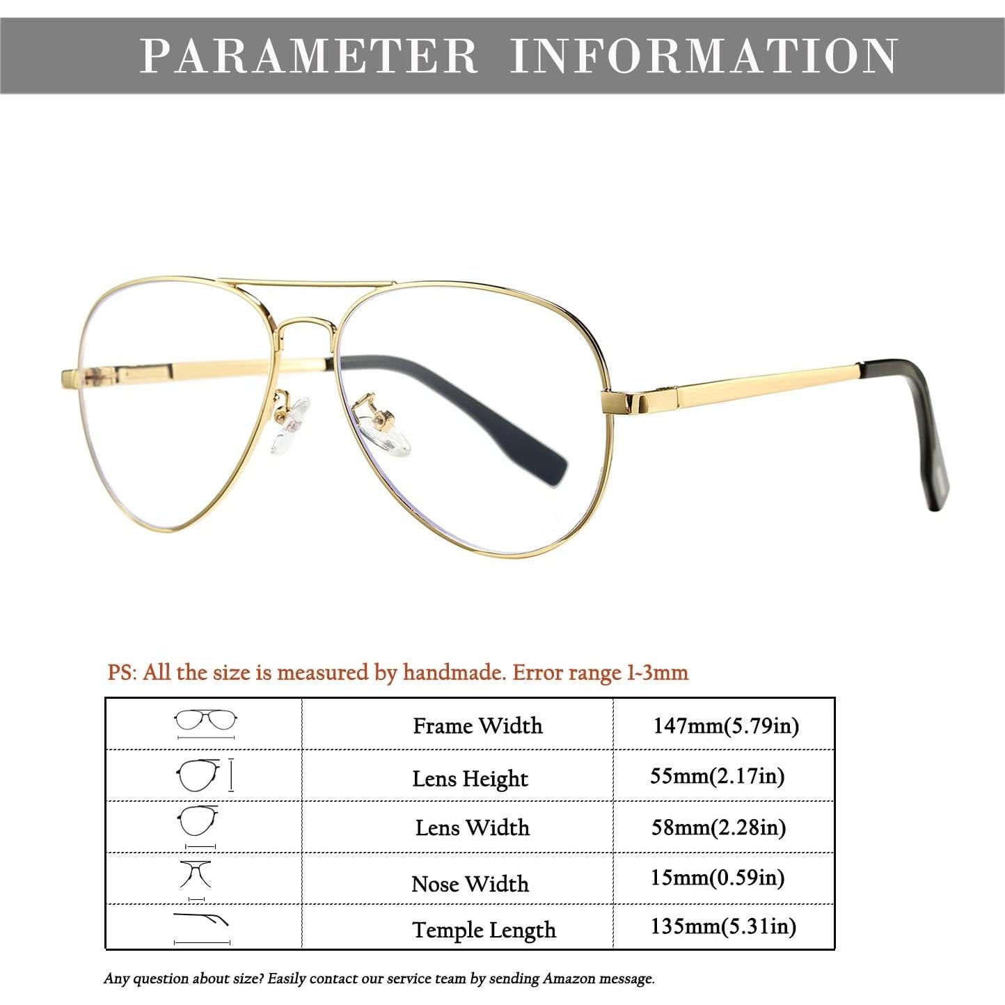 Gafas de Aviador HJSTES Lentes Transparentes Anti Luz Azul