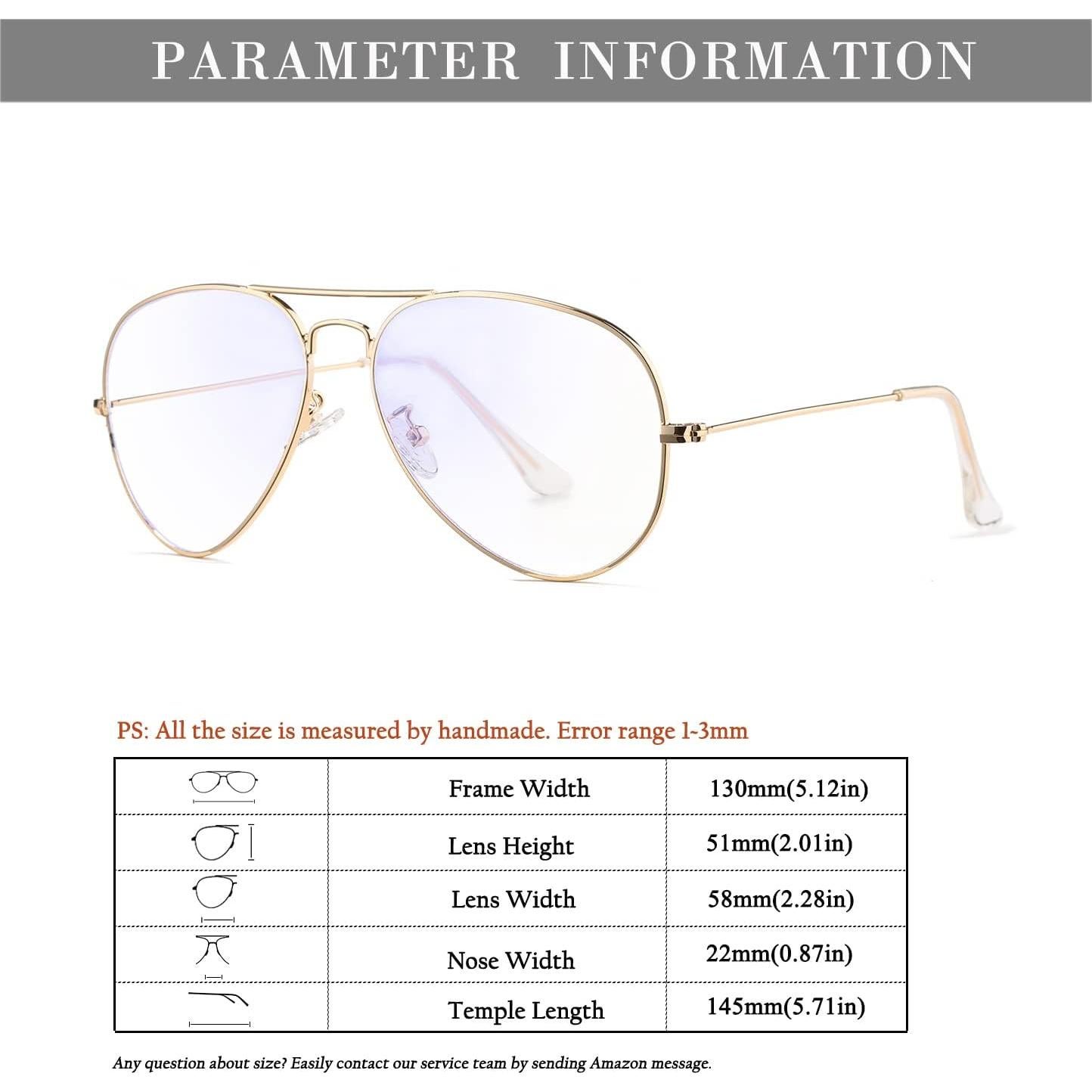 Gafas de Aviador HJSTES Lentes Transparentes Anti Luz Azul