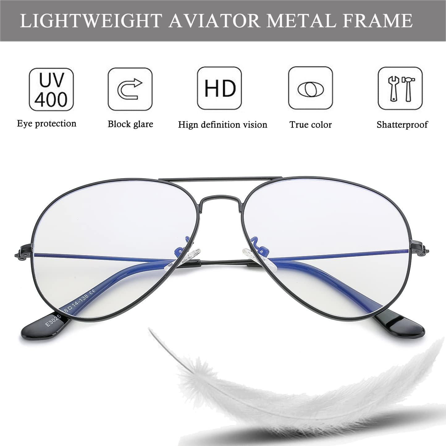 Gafas de Aviador HJSTES Anti Luz Azul Marco Clásico