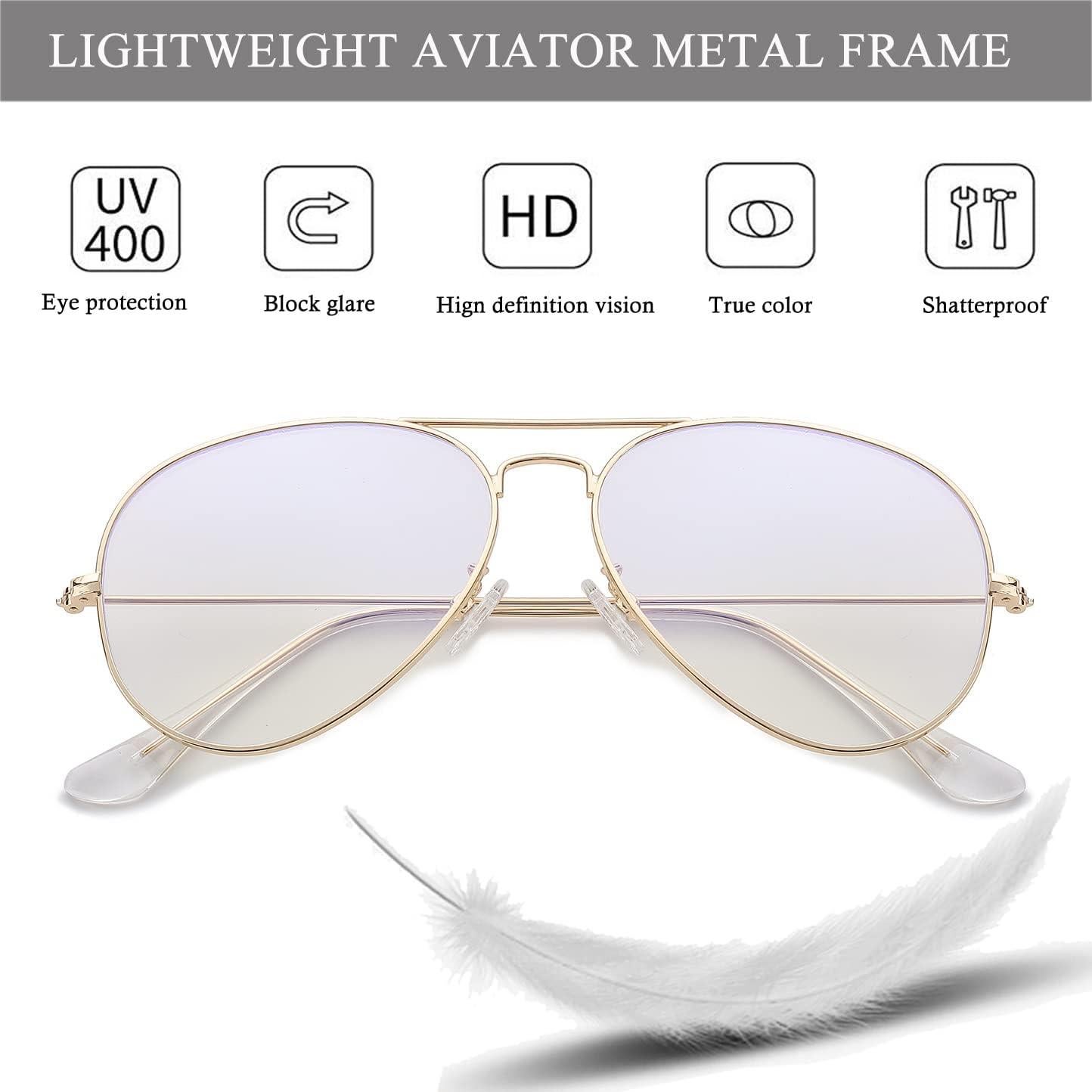 Gafas de Aviador HJSTES Lentes Anti Luz Azul para Todos