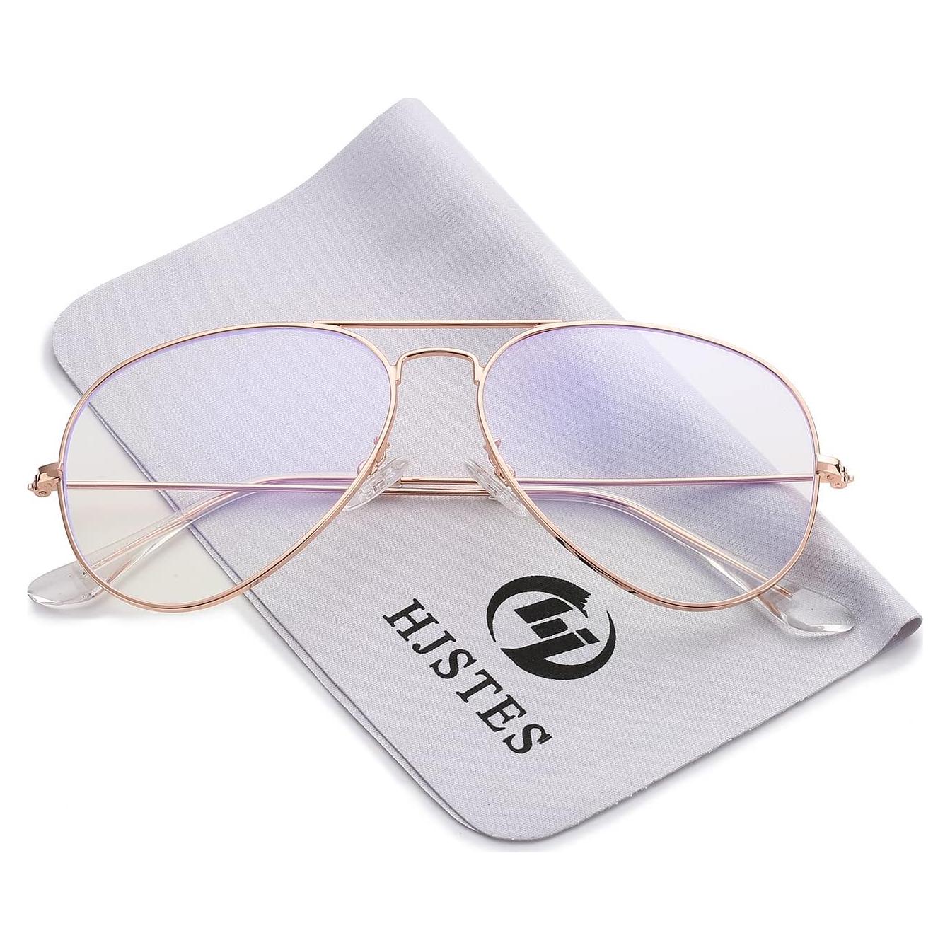 Gafas de Aviador HJSTES Anti Luz Azul Marco Oro Rosa