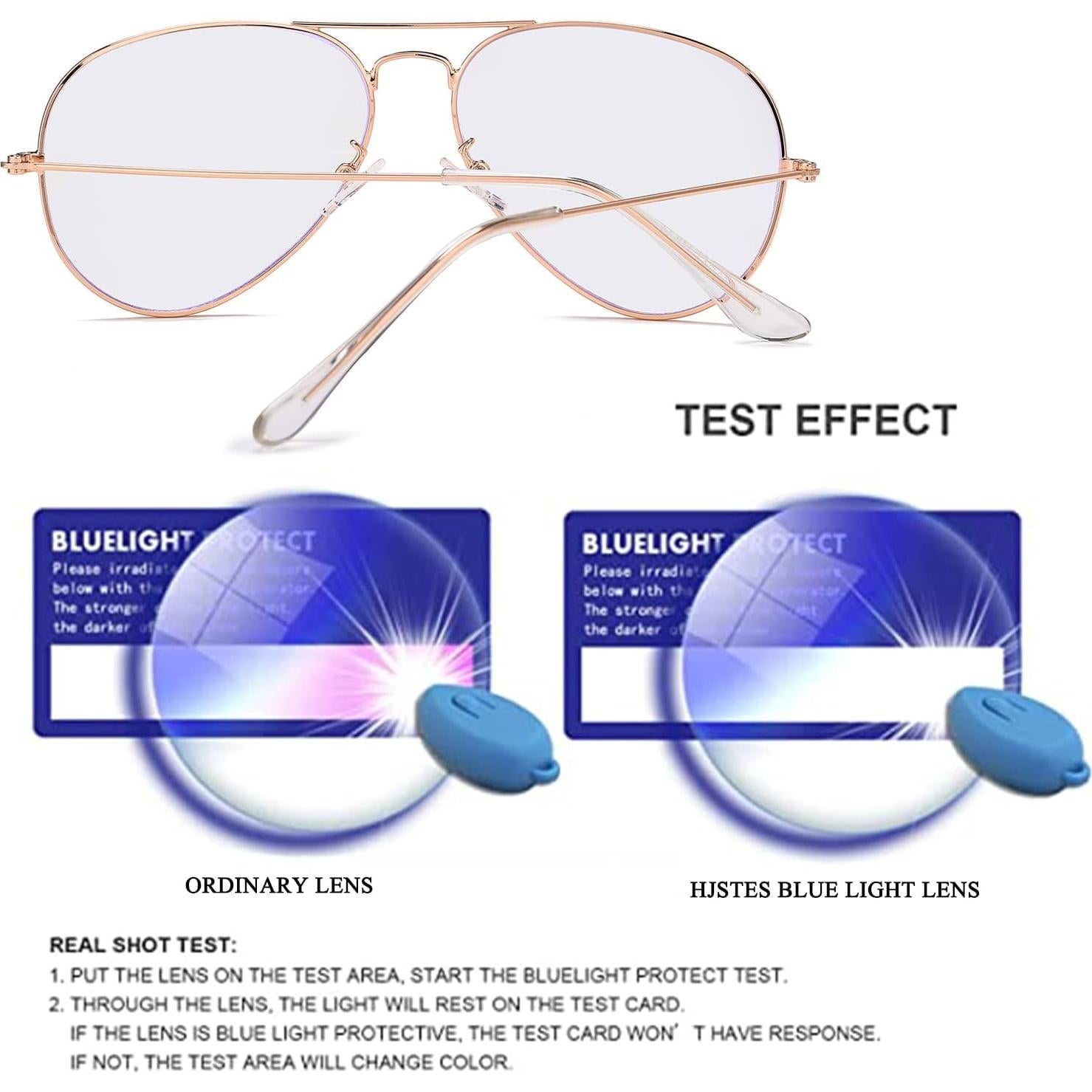 Gafas de Aviador HJSTES Anti Luz Azul Marco Oro Rosa