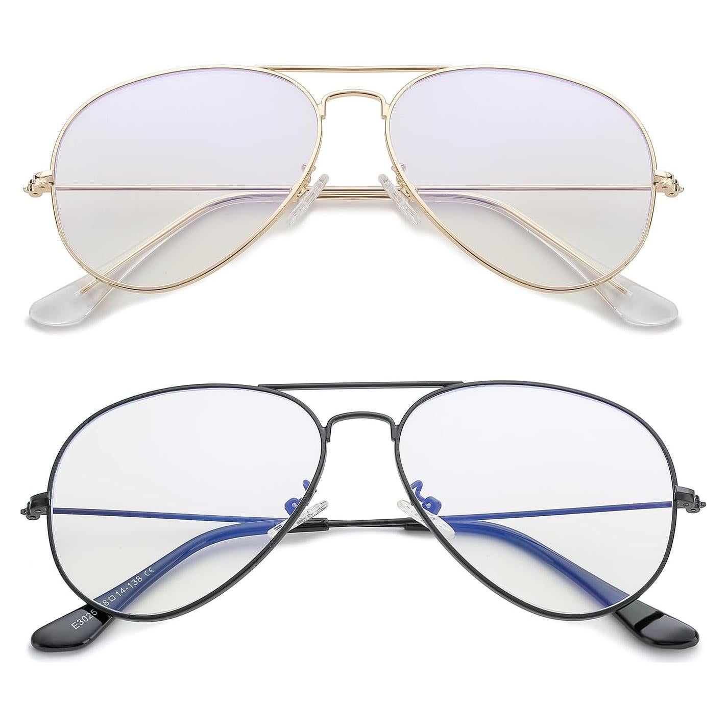 Gafas de Aviador HJSTES con Lentes Anti Luz Azul