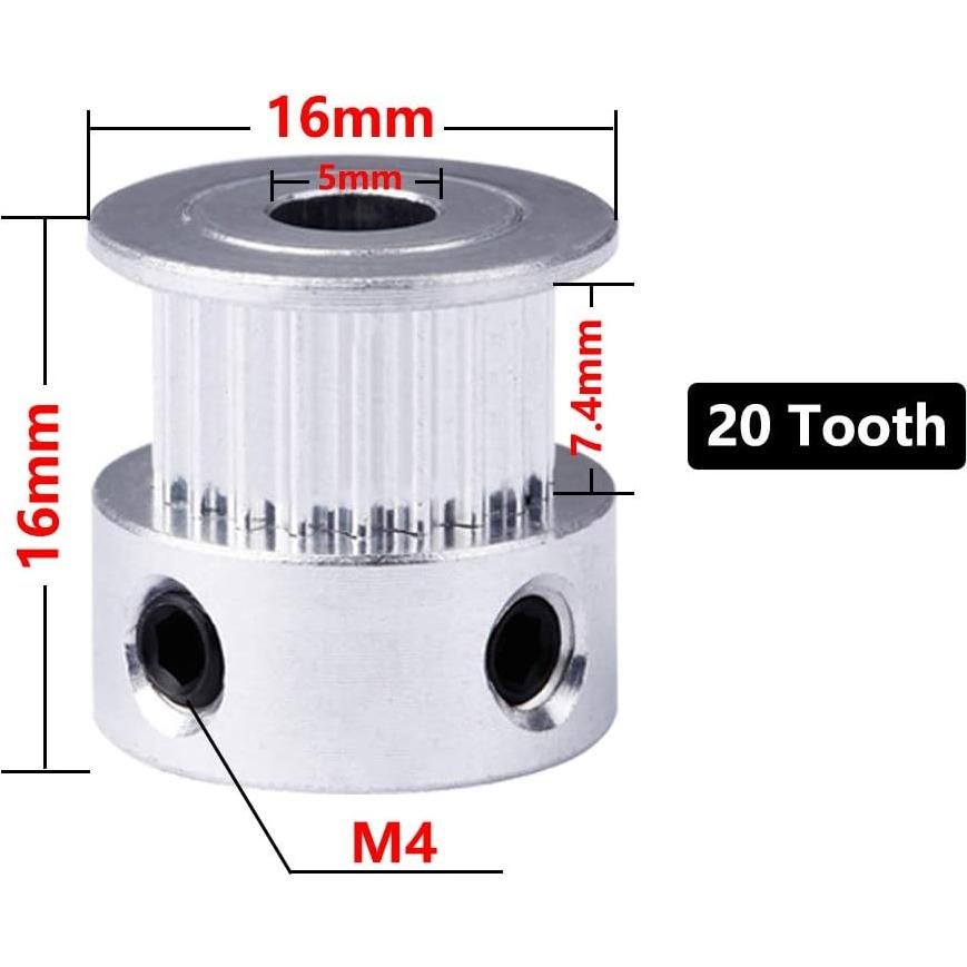 Polea Sincrónica GT2 20 Dientes 5mm Aluminio Saiper (5pcs)