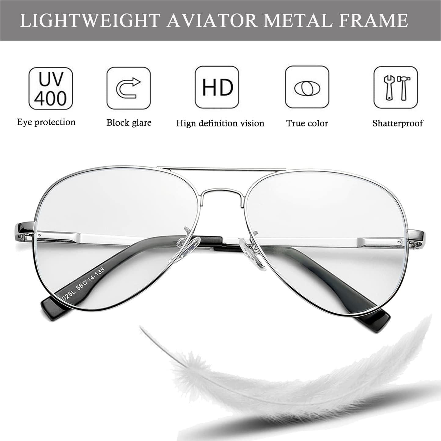 Gafas de Aviador HJSTES Lentes Transparentes Anti-Luz Azul