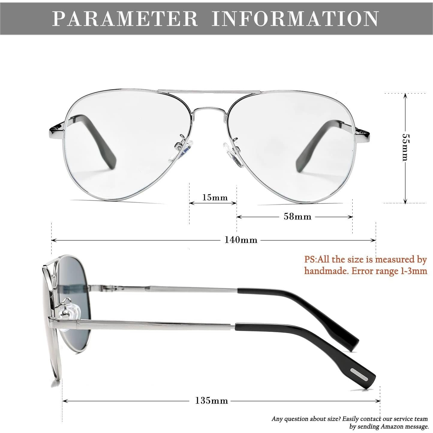 Gafas de Aviador HJSTES Lentes Transparentes Anti-Luz Azul