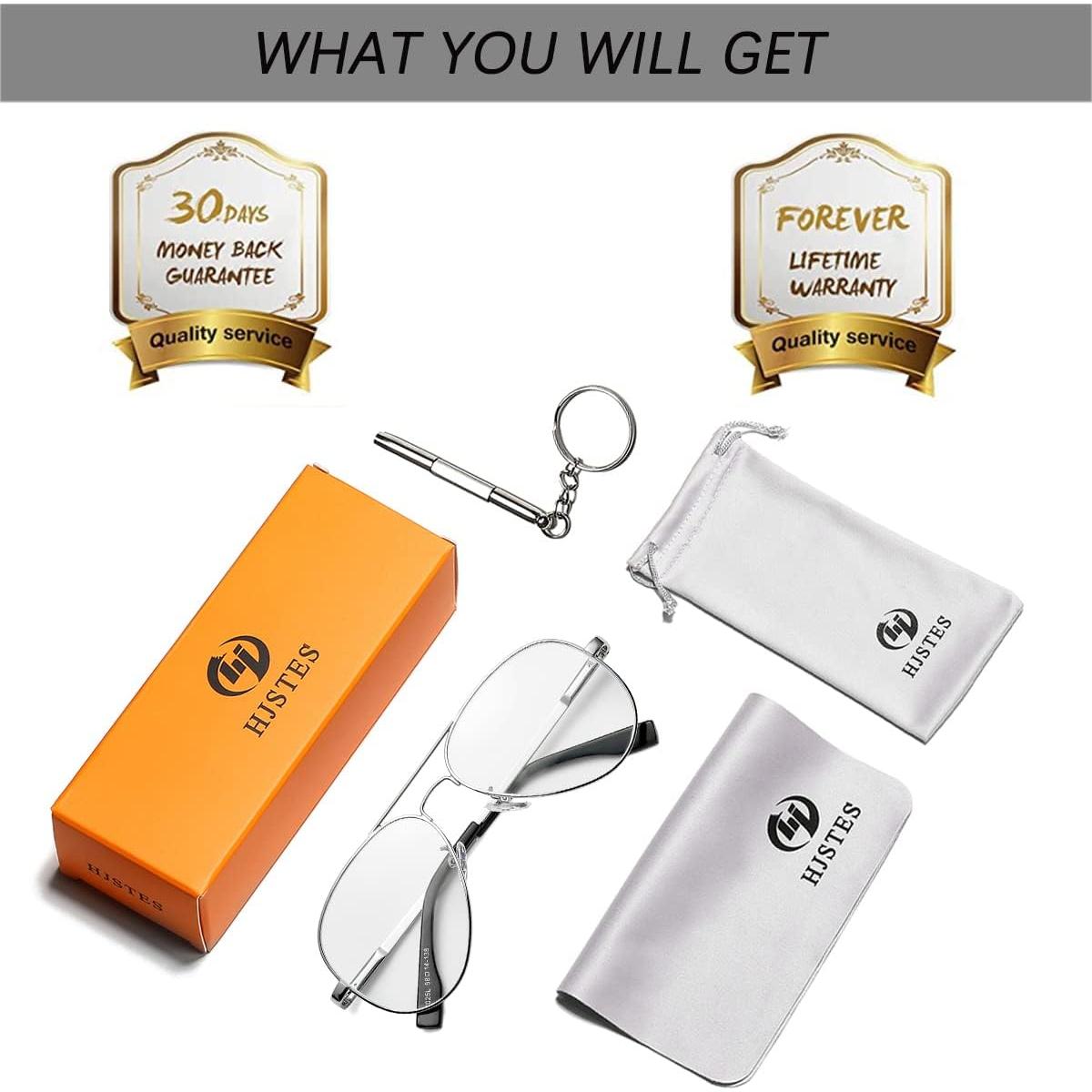 Gafas de Aviador HJSTES Lentes Transparentes Anti-Luz Azul