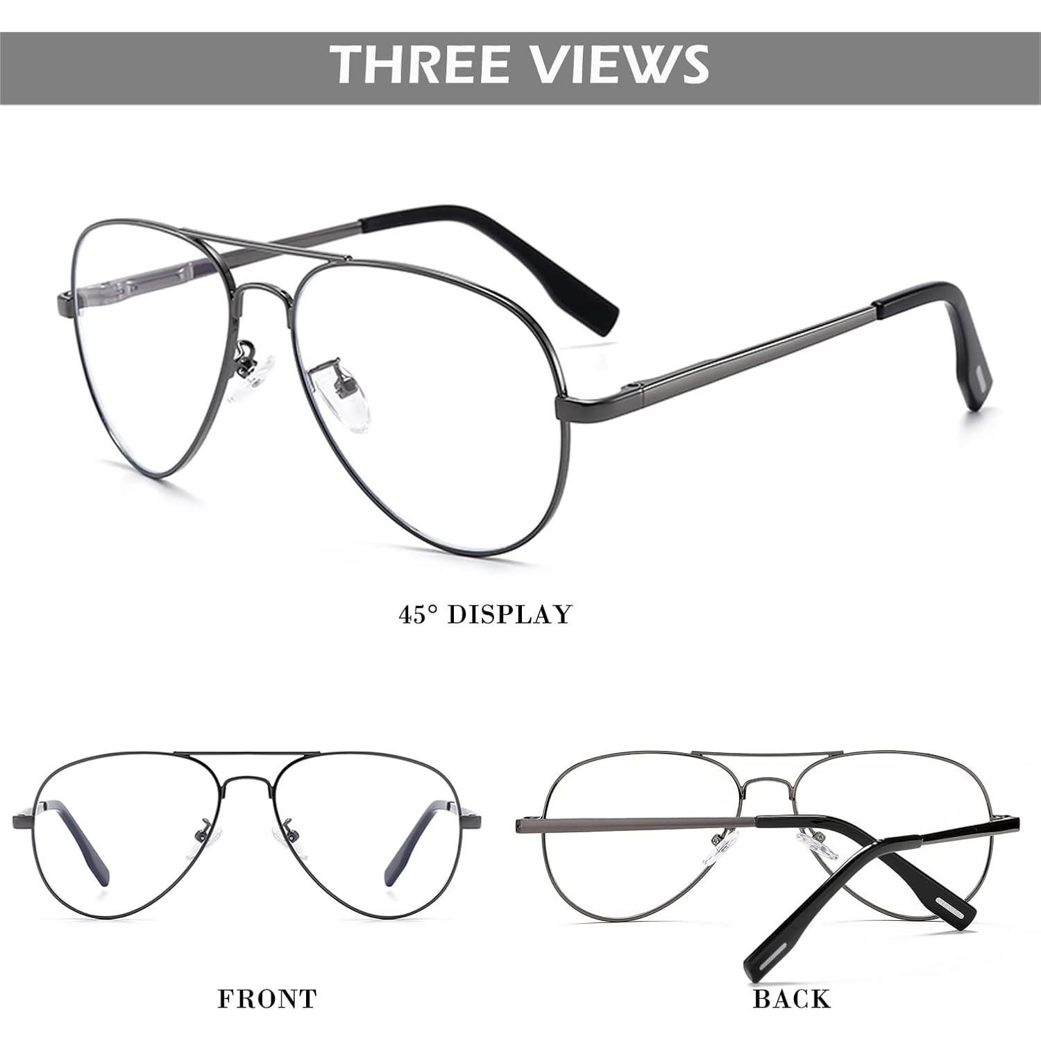 Gafas de Aviador HJSTES Lentes Transparentes Anti Luz Azul