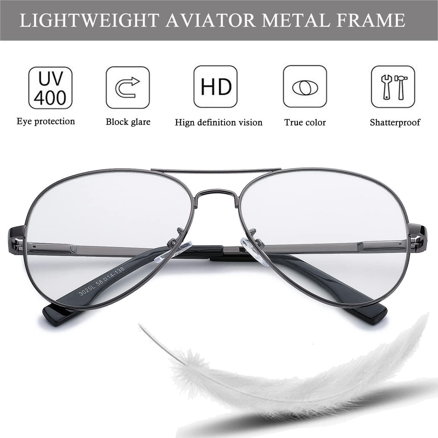 Gafas de Aviador HJSTES Lentes Transparentes Anti Luz Azul