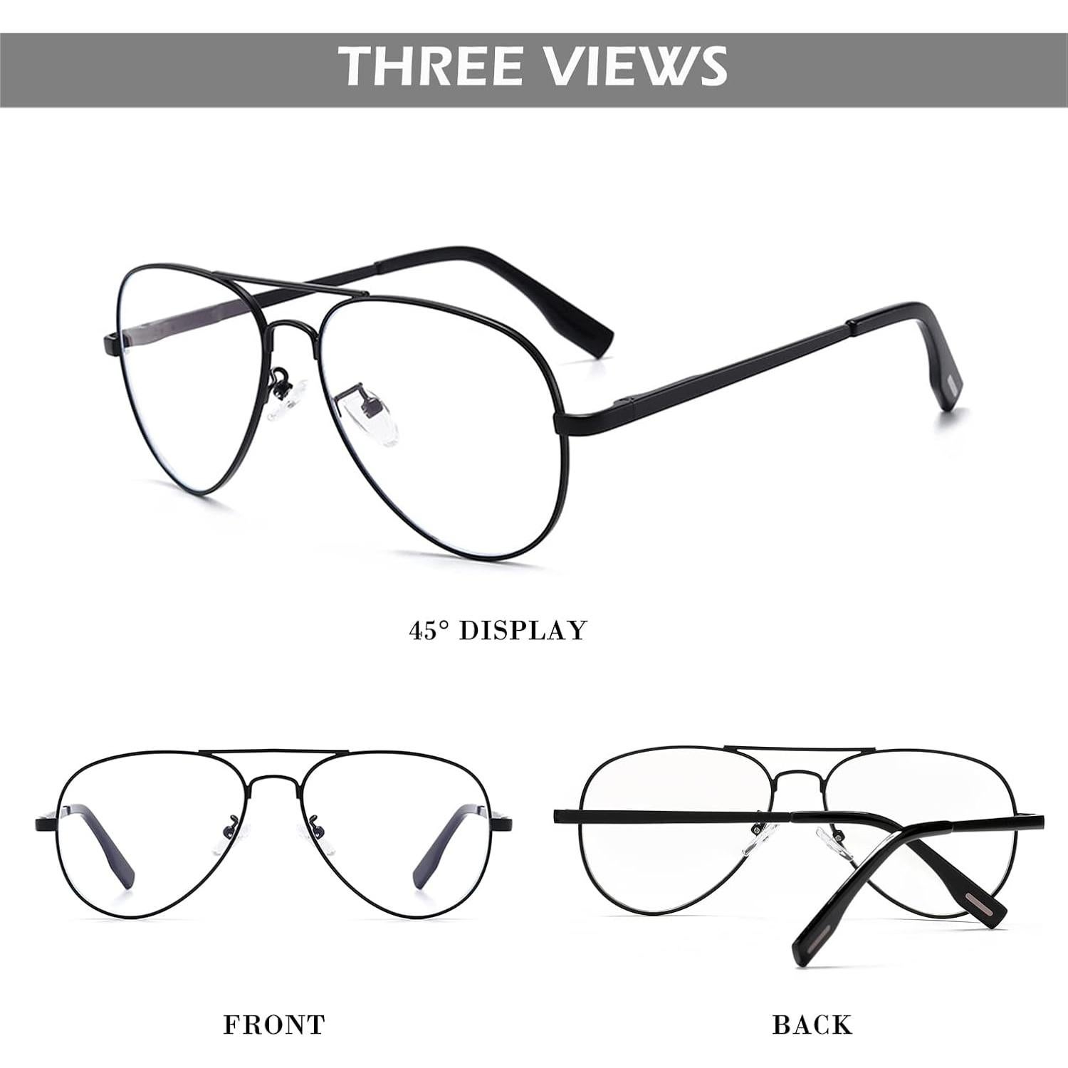 Gafas de Aviador HJSTES Lentes Transparentes Anti Luz Azul