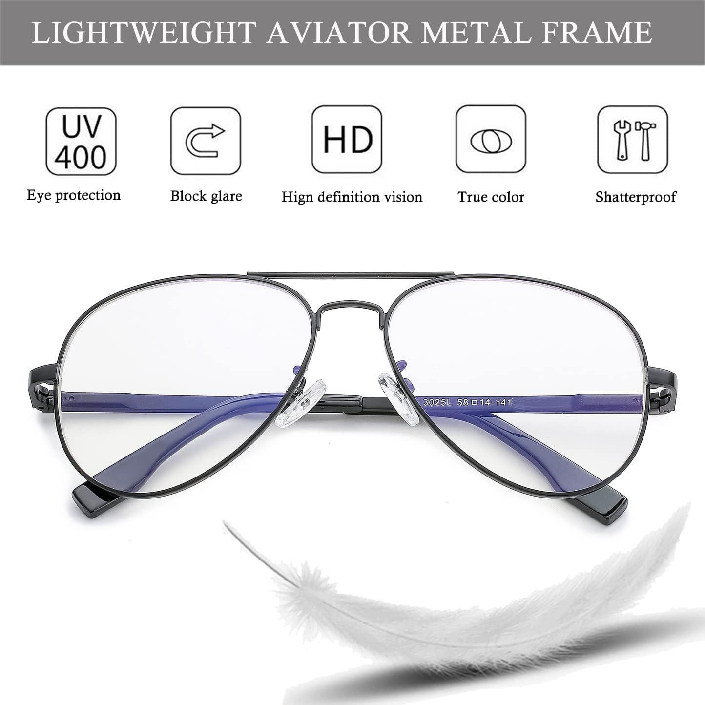 Gafas de Aviador HJSTES Lentes Transparentes Anti Luz Azul
