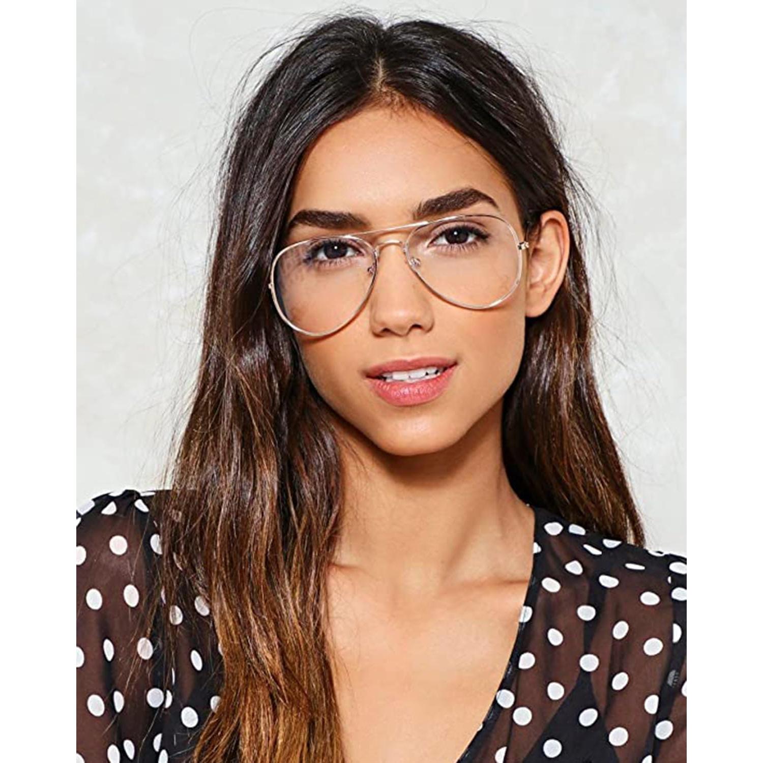 Gafas de Aviador HJSTES Lentes Anti Luz Azul Plata