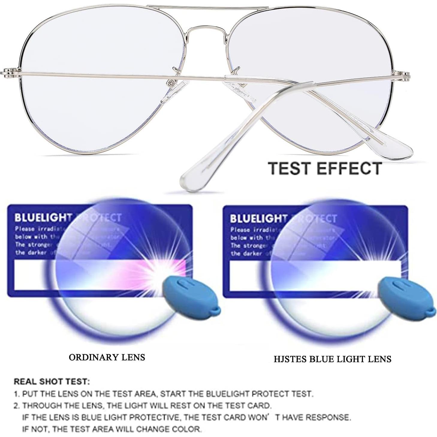 Gafas de Aviador HJSTES Lentes Anti Luz Azul Plata