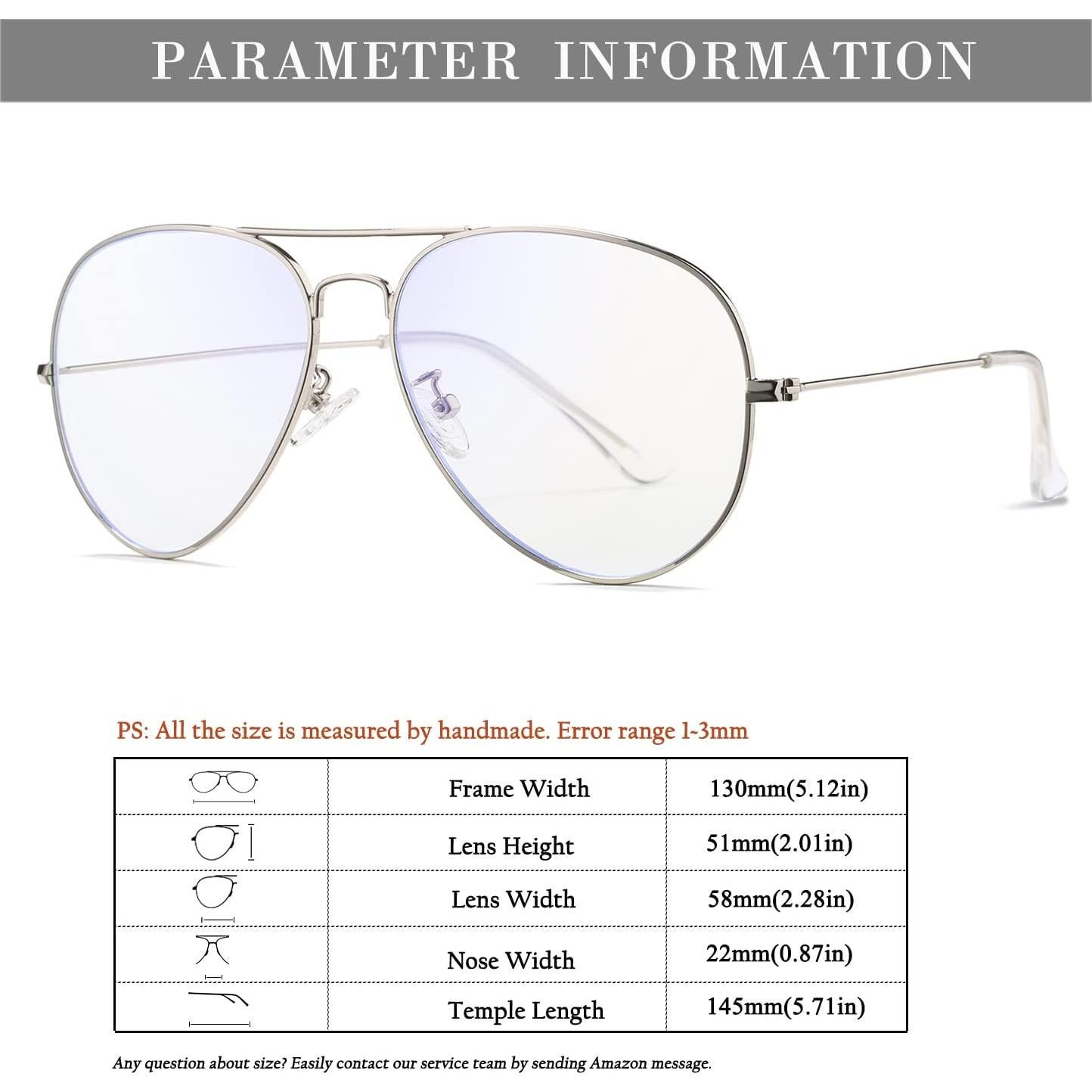 Gafas de Aviador HJSTES Lentes Anti Luz Azul Plata