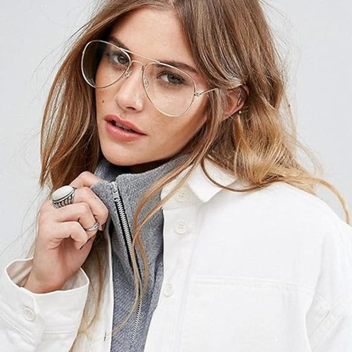 Gafas de Aviador HJSTES Lentes Transparentes Anti Luz Azul