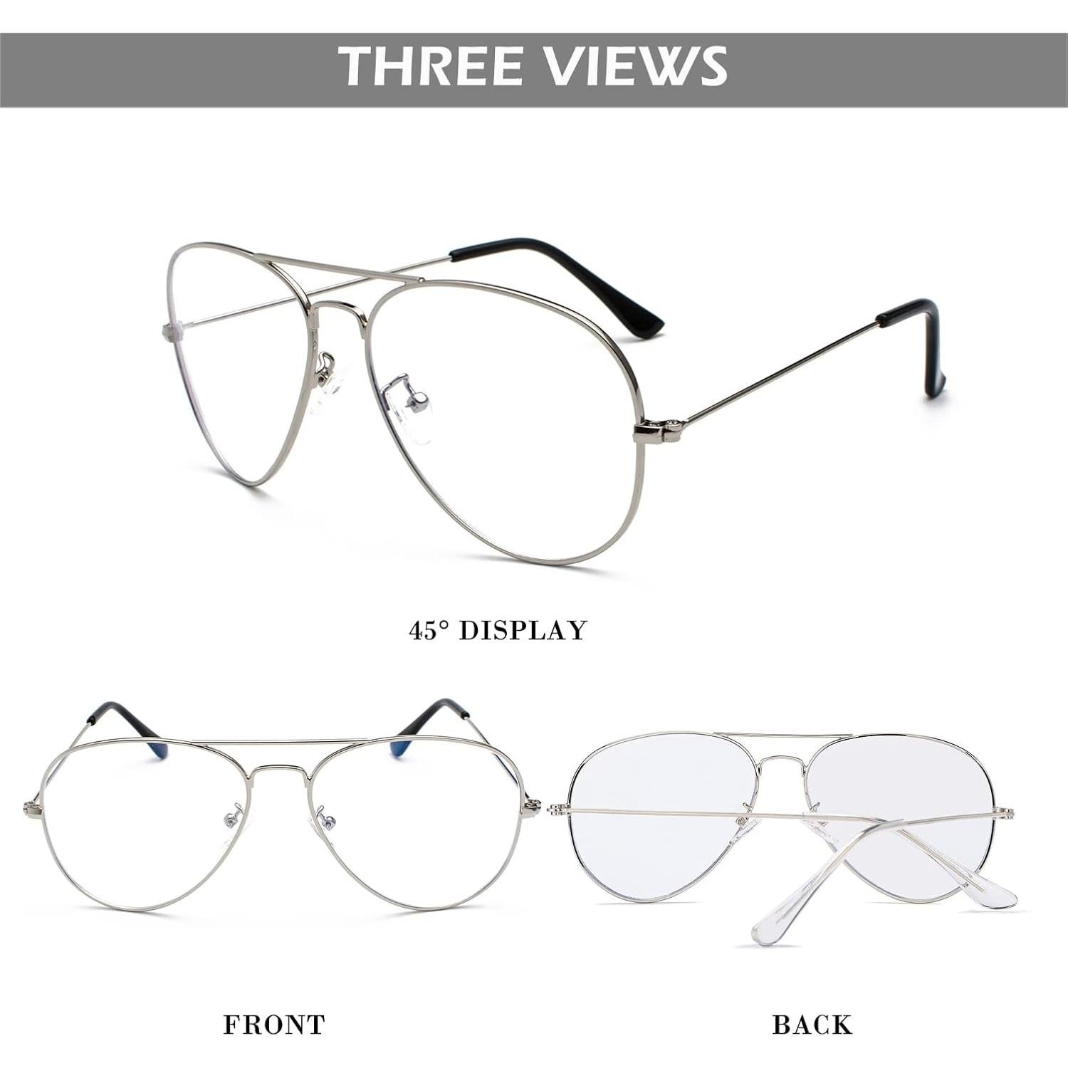 Gafas de Aviador HJSTES Lentes Transparentes Anti Luz Azul