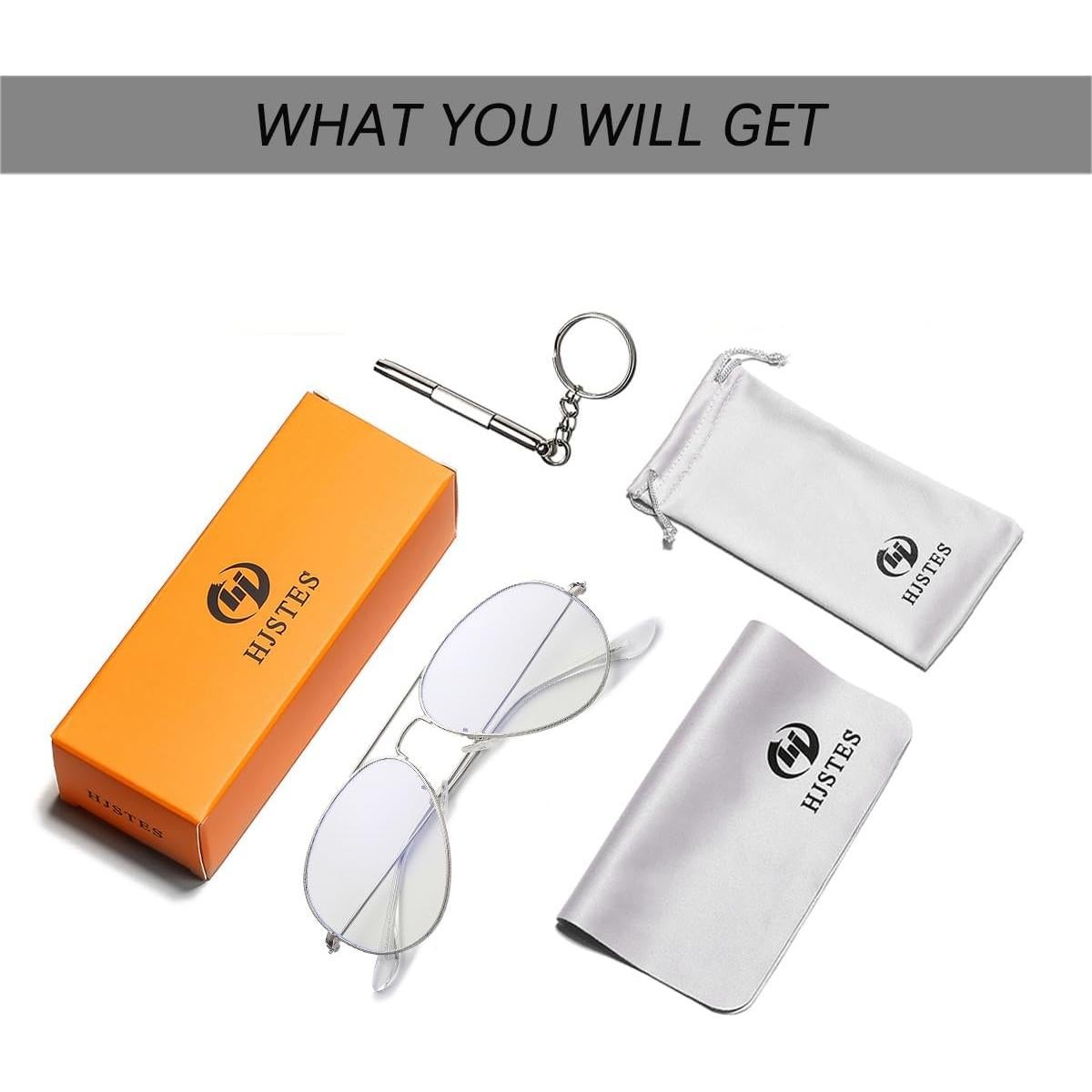 Gafas de Aviador HJSTES Lentes Transparentes Anti Luz Azul