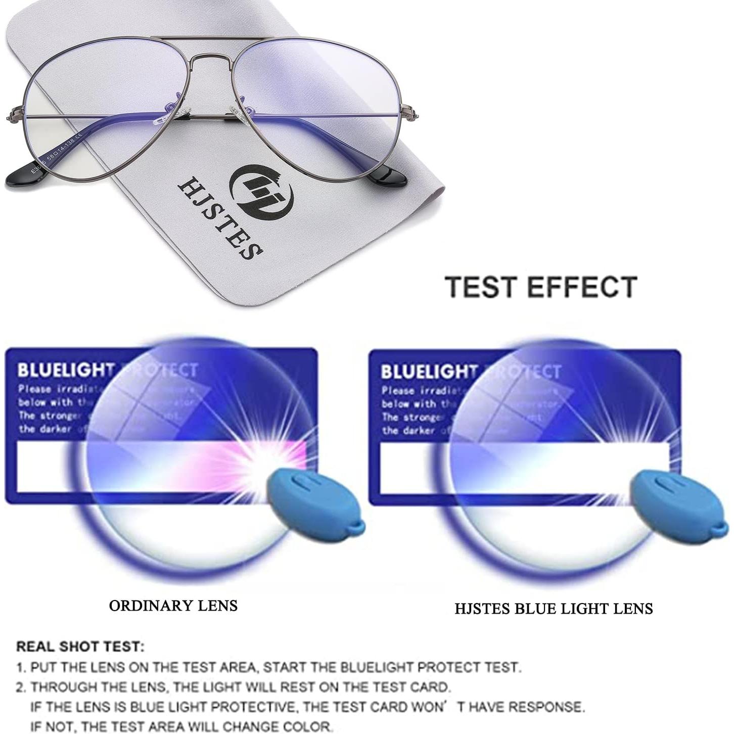 Gafas de Aviador HJSTES con Lente Anti Luz Azul