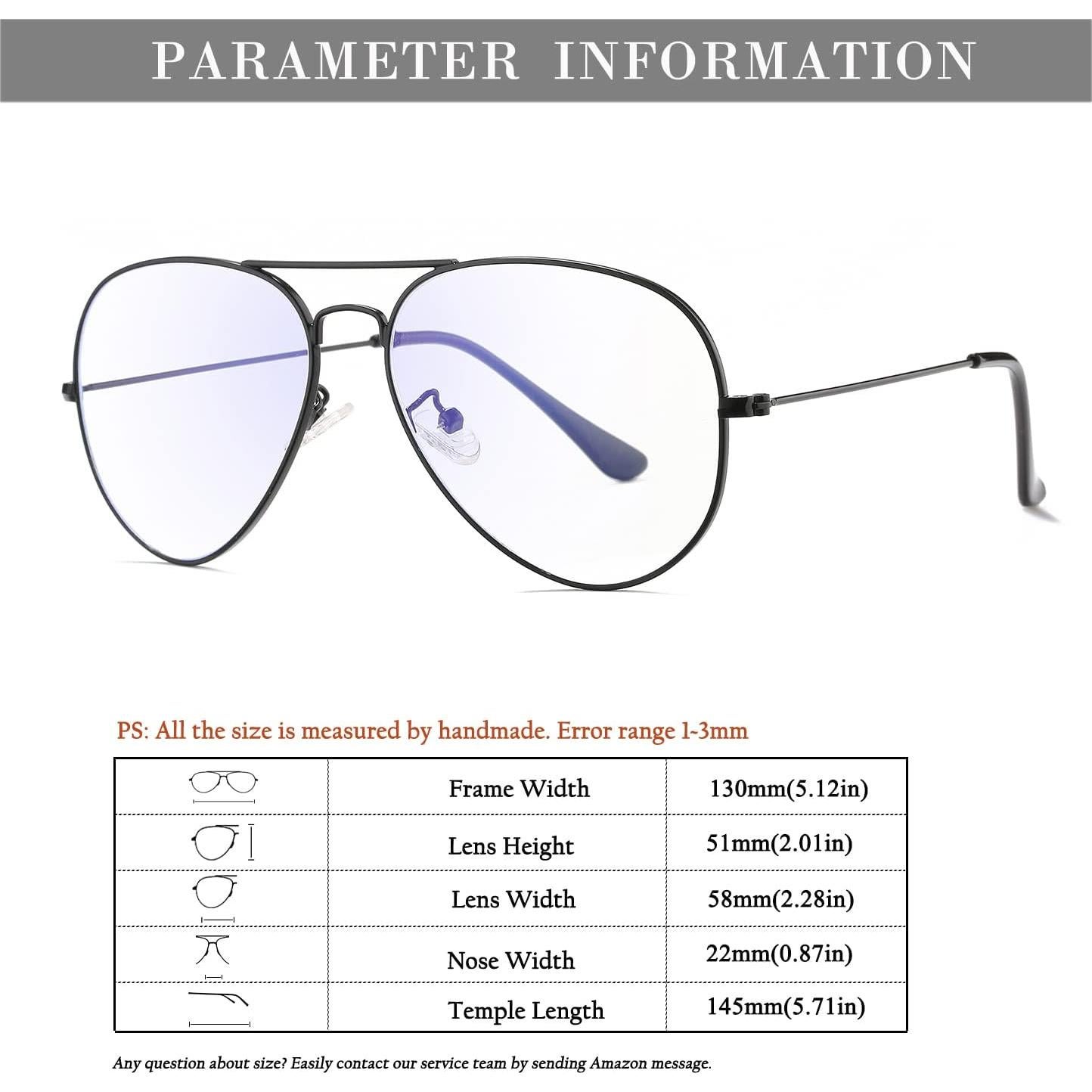 Gafas de Aviador HJSTES Lentes Transparentes Anti Luz Azul