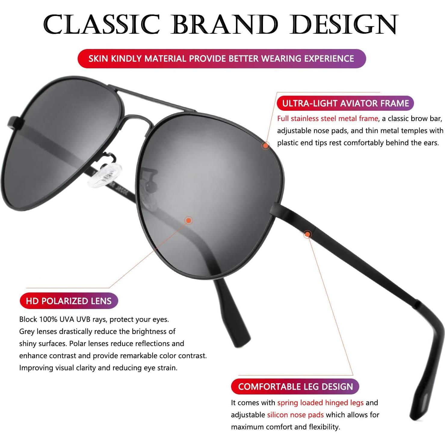 Gafas de sol AIEYEZO aviador polarizadas UV400 unisex