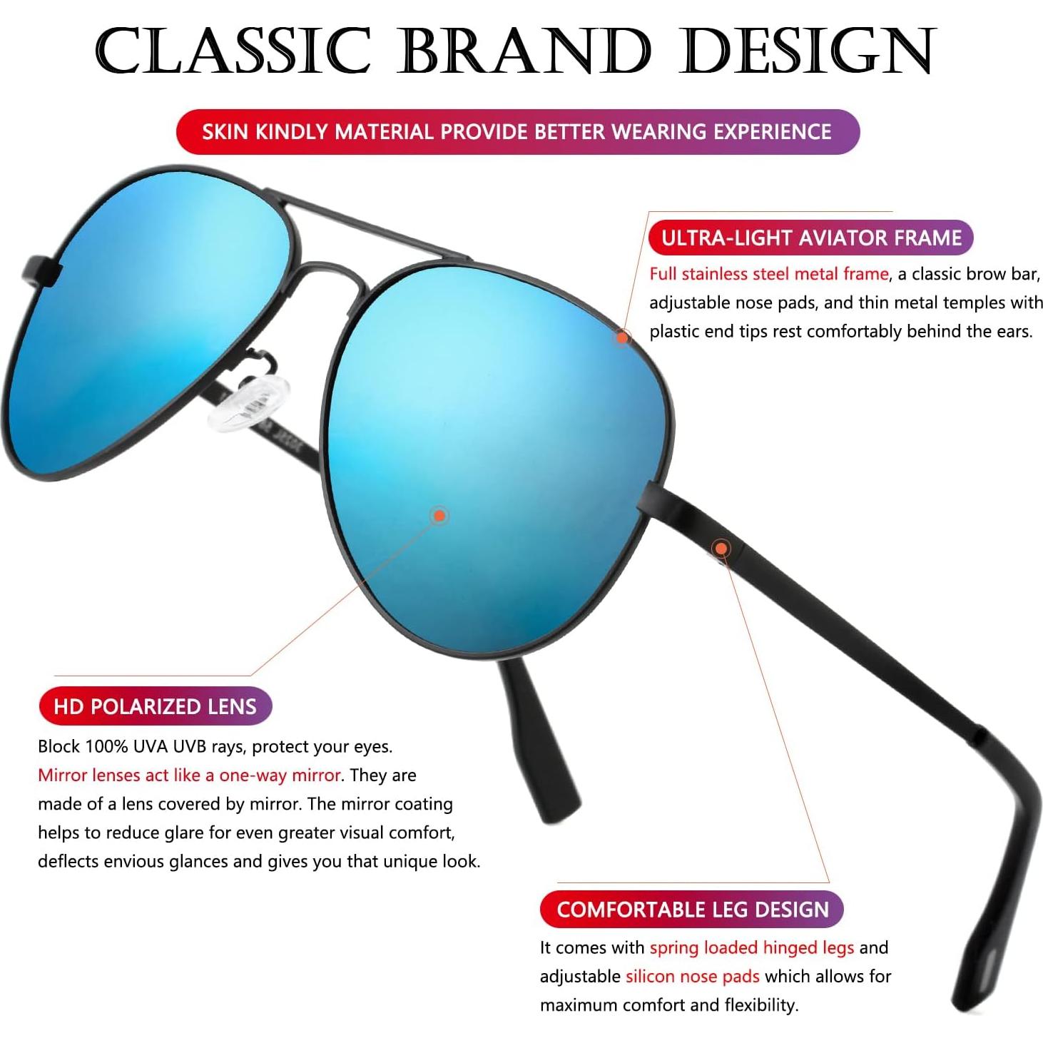 Gafas de sol AIEYEZO aviador polarizadas UV400 unisex